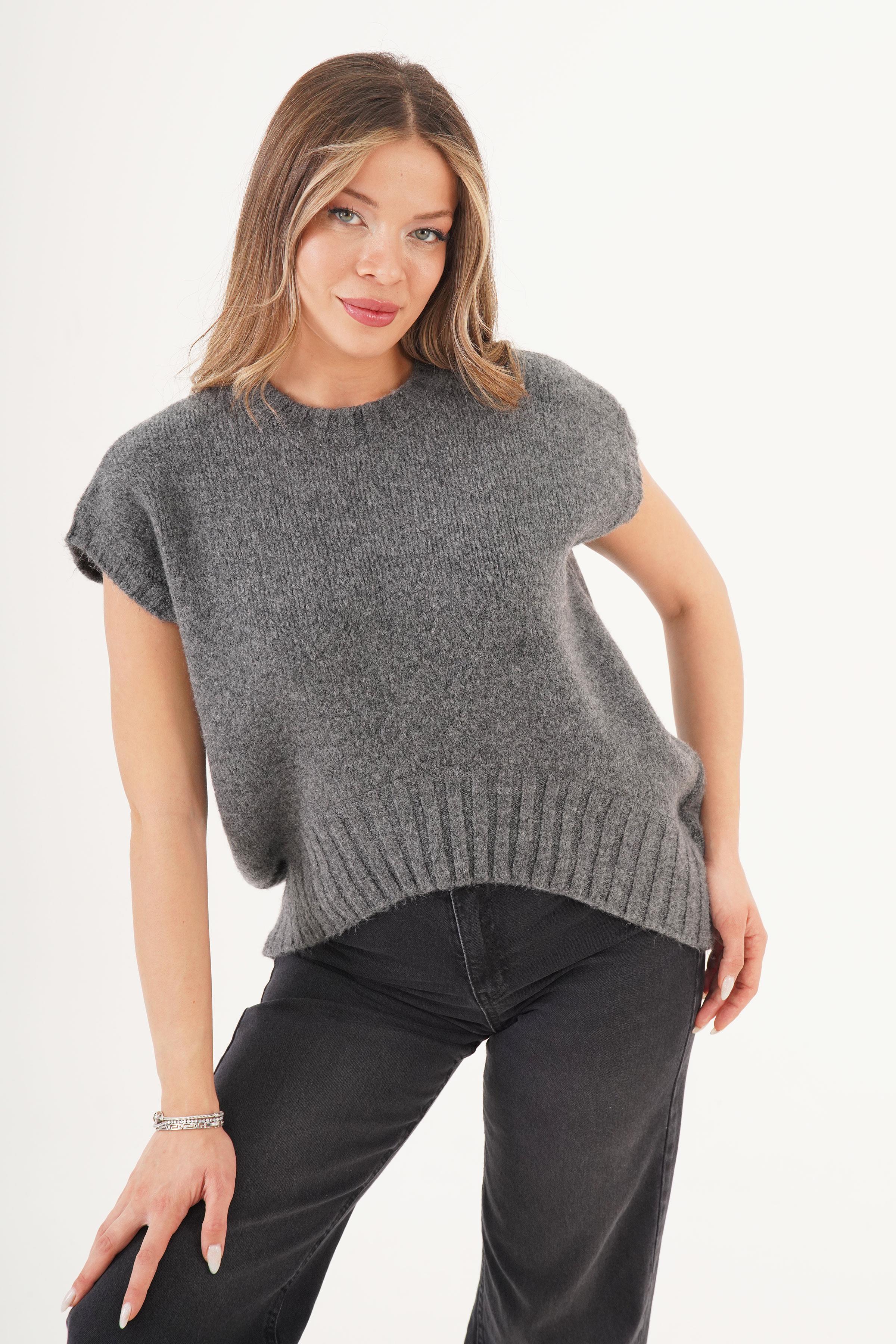 Bisiklet Yaka D Kesim Toptan Gri Süveter