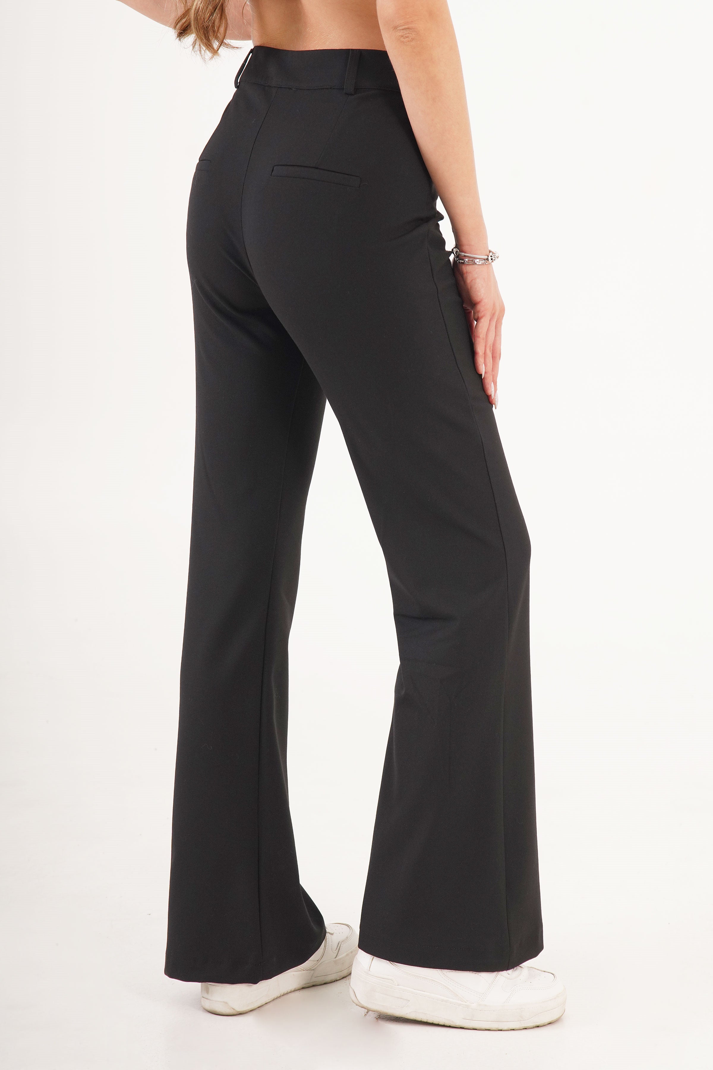 Yüksek Bel Tek Düğme Siyah Pantolon