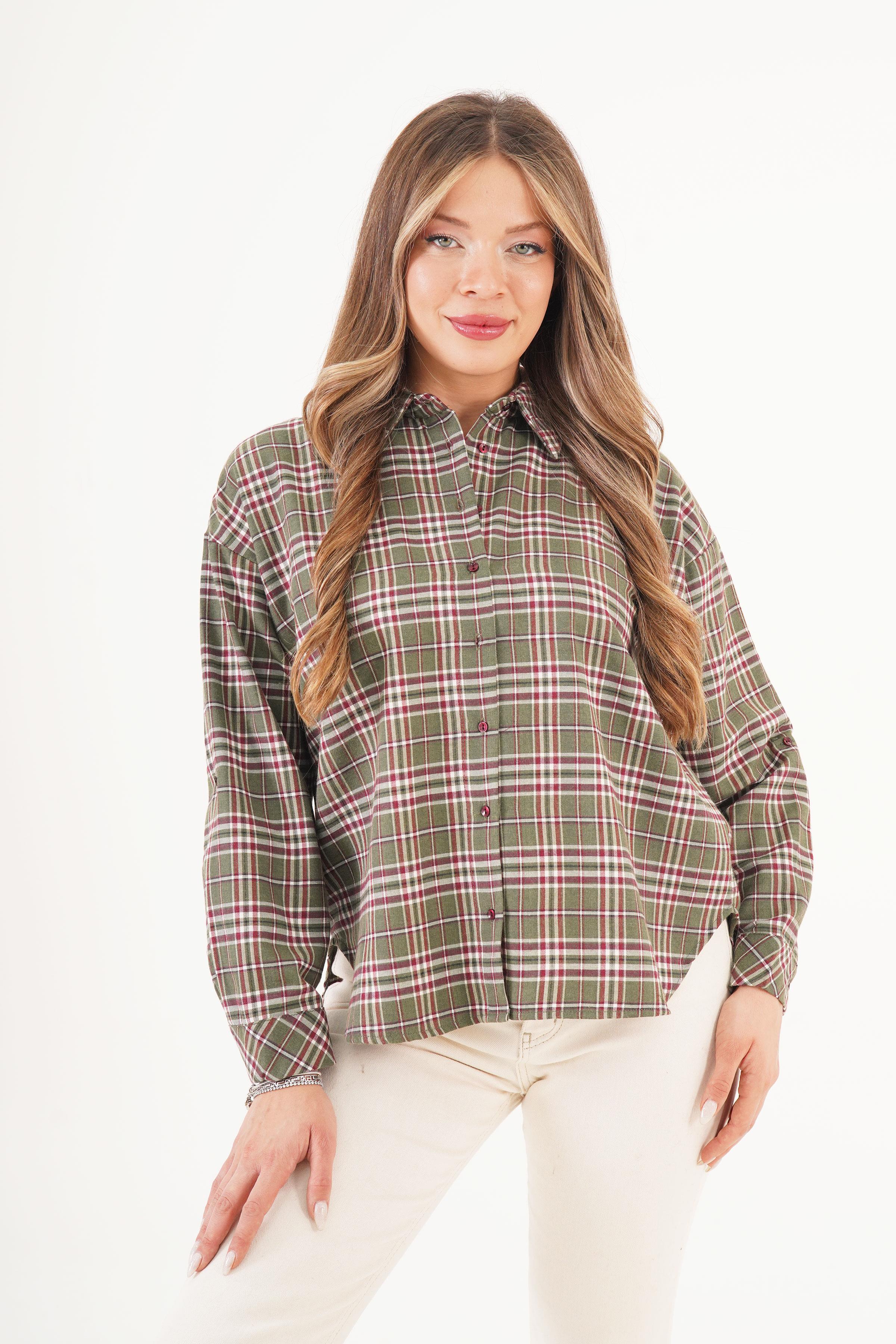 Ekose Desen Haki Toptan Oduncu Gömlek