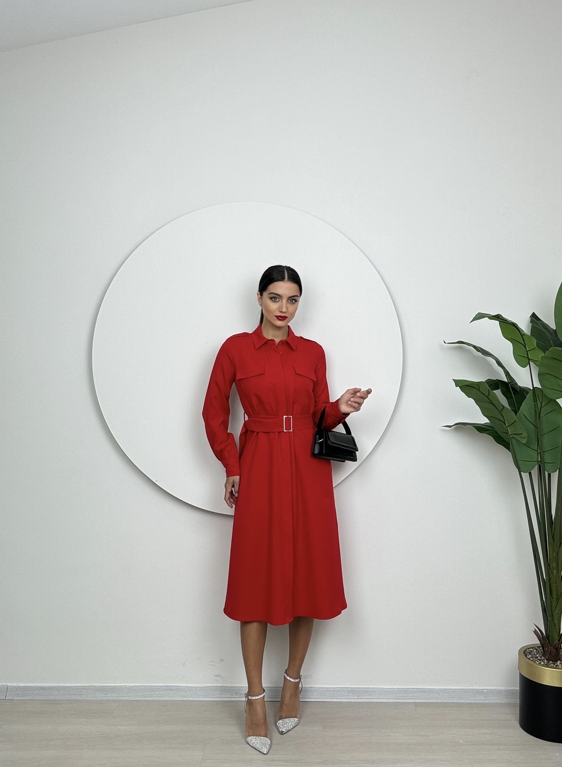 1012 CEPLİ BAĞLAMALI ELBİSE