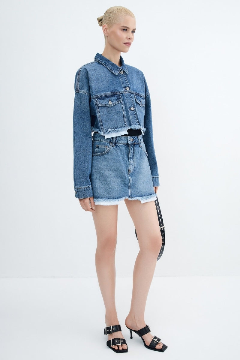Mini Kot Etek - Orta Mavi Kot - (XS-L-6) - 6