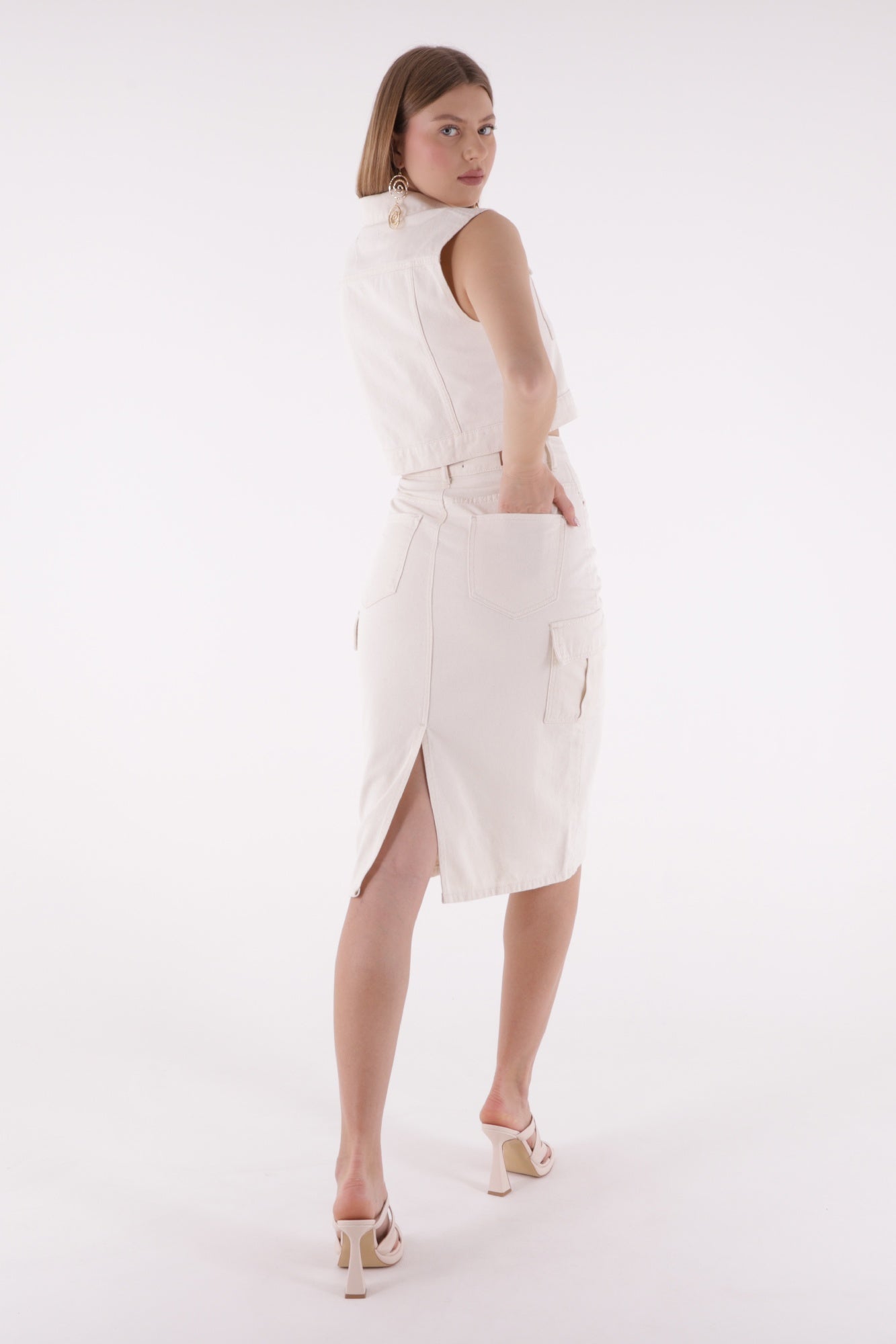 Kargo Cepli Kot Etek - Naturel - (S-L-5) - 3