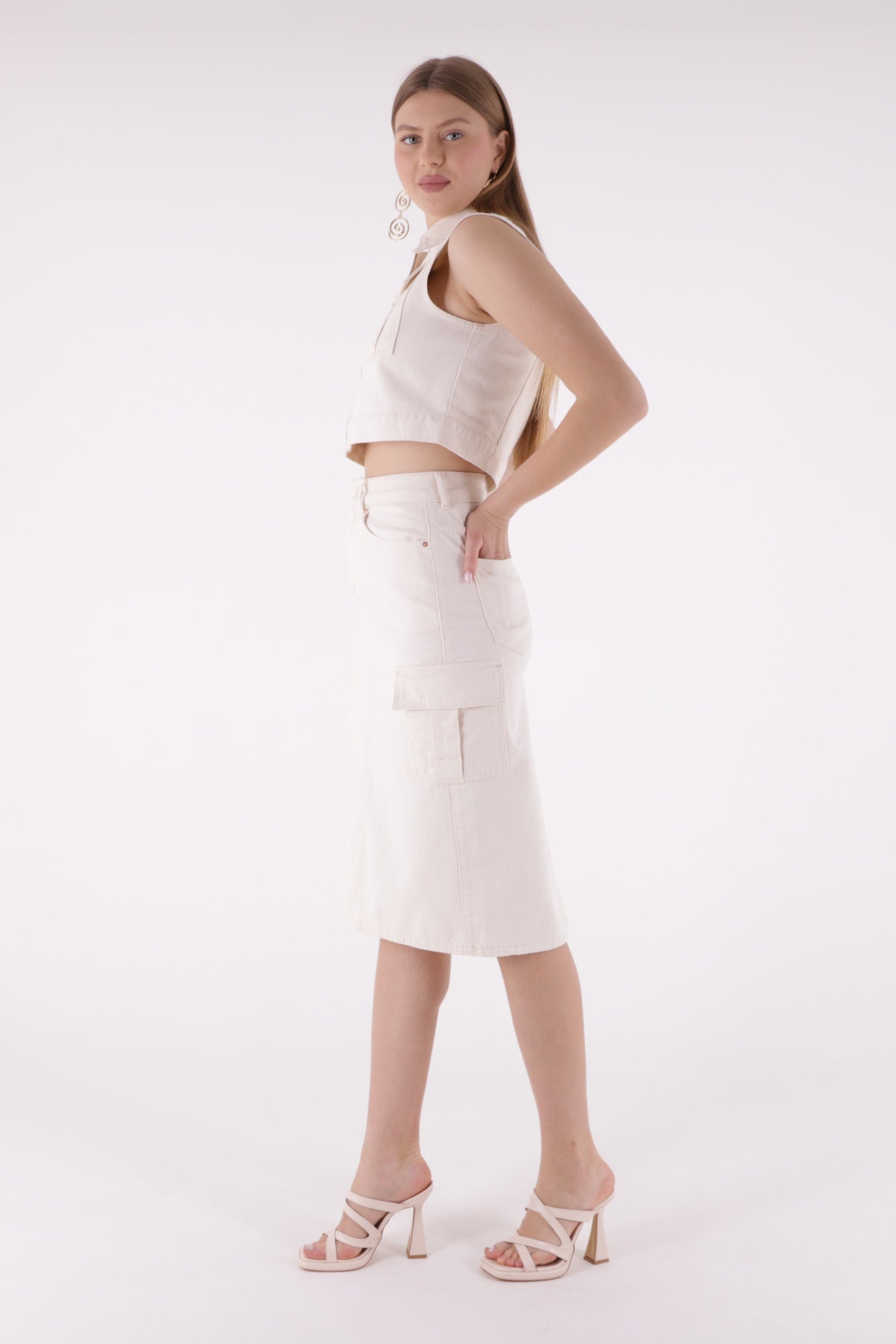 Kargo Cepli Kot Etek - Naturel - (S-L-5) - 4