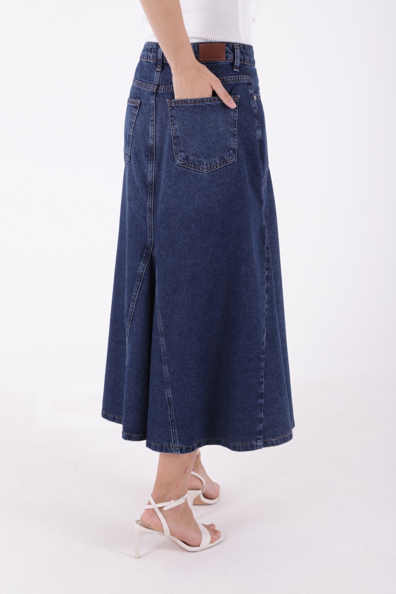 Orta Boy Kot Etek - Koyu Mavi Kot - (S-XL-6) - 5