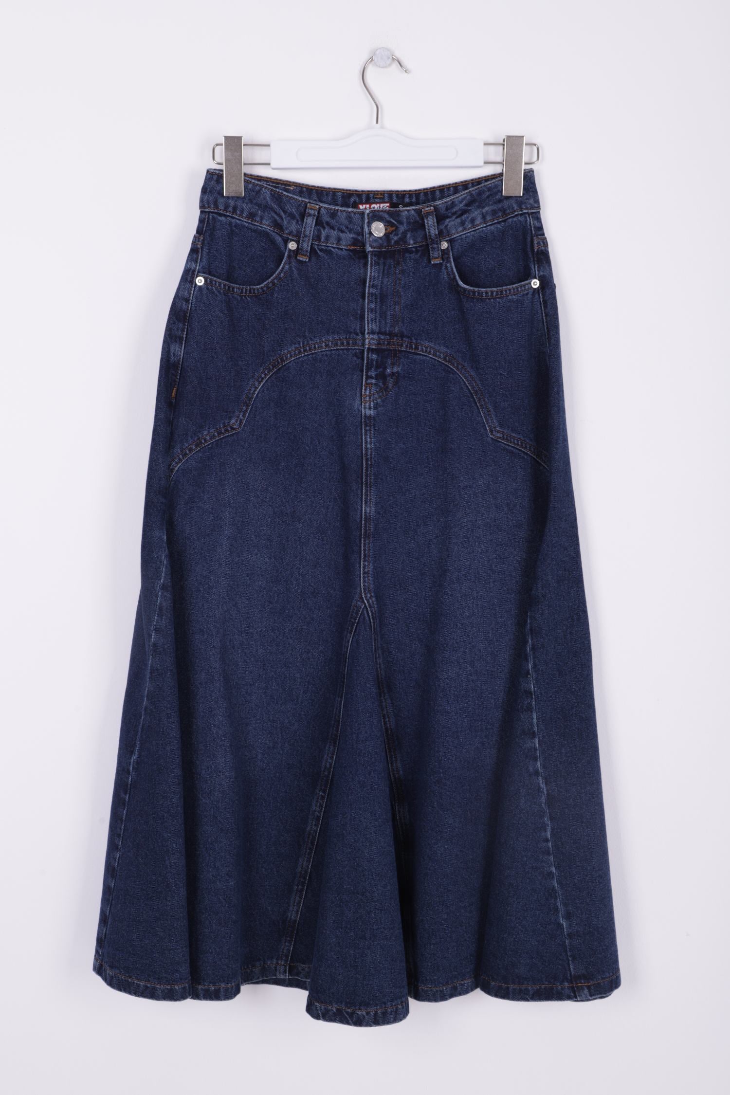 Orta Boy Kot Etek - Koyu Mavi Kot - (S-XL-6) - 6