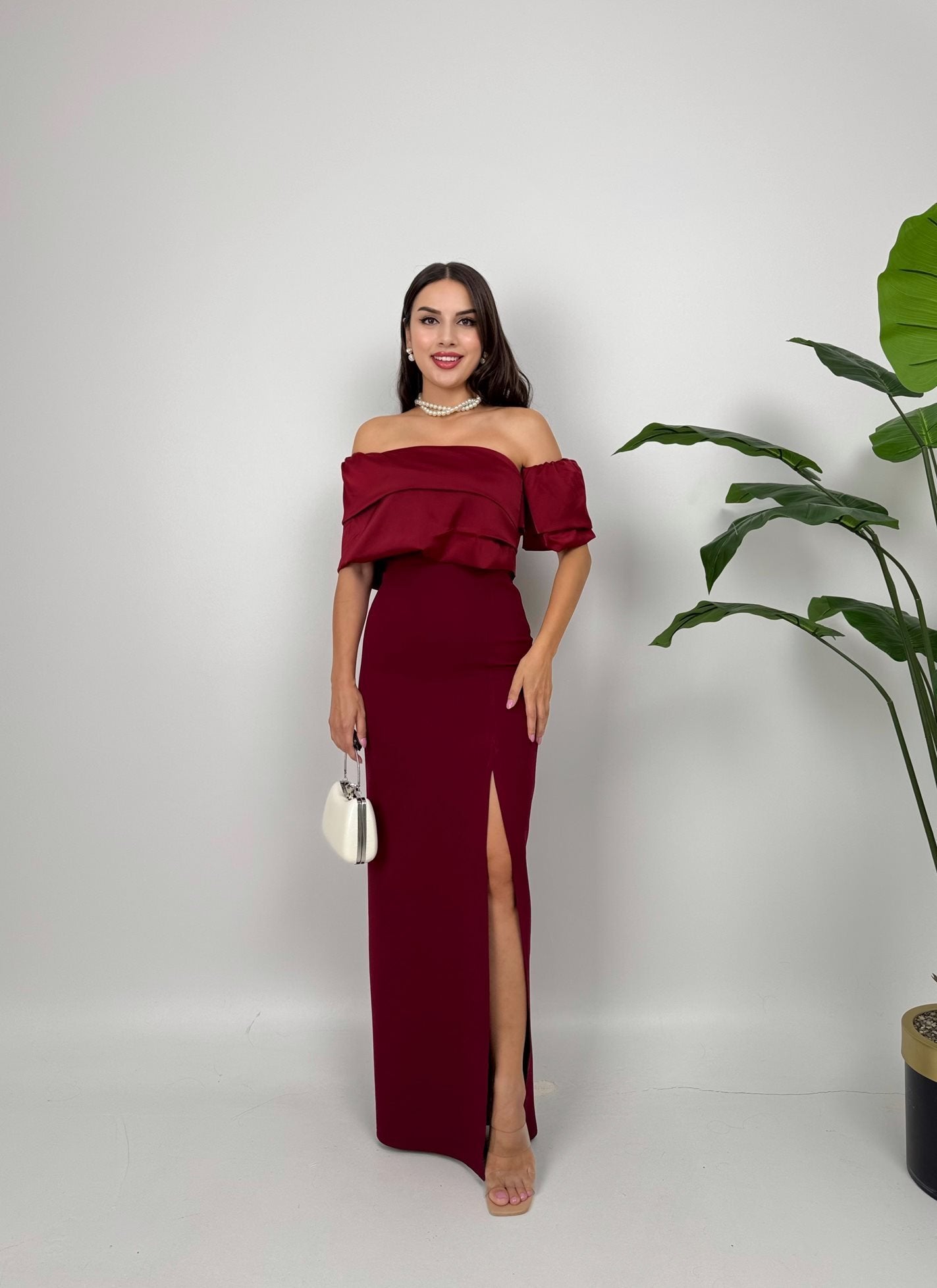 1035 GÖGÜS SATEN ELBİSE