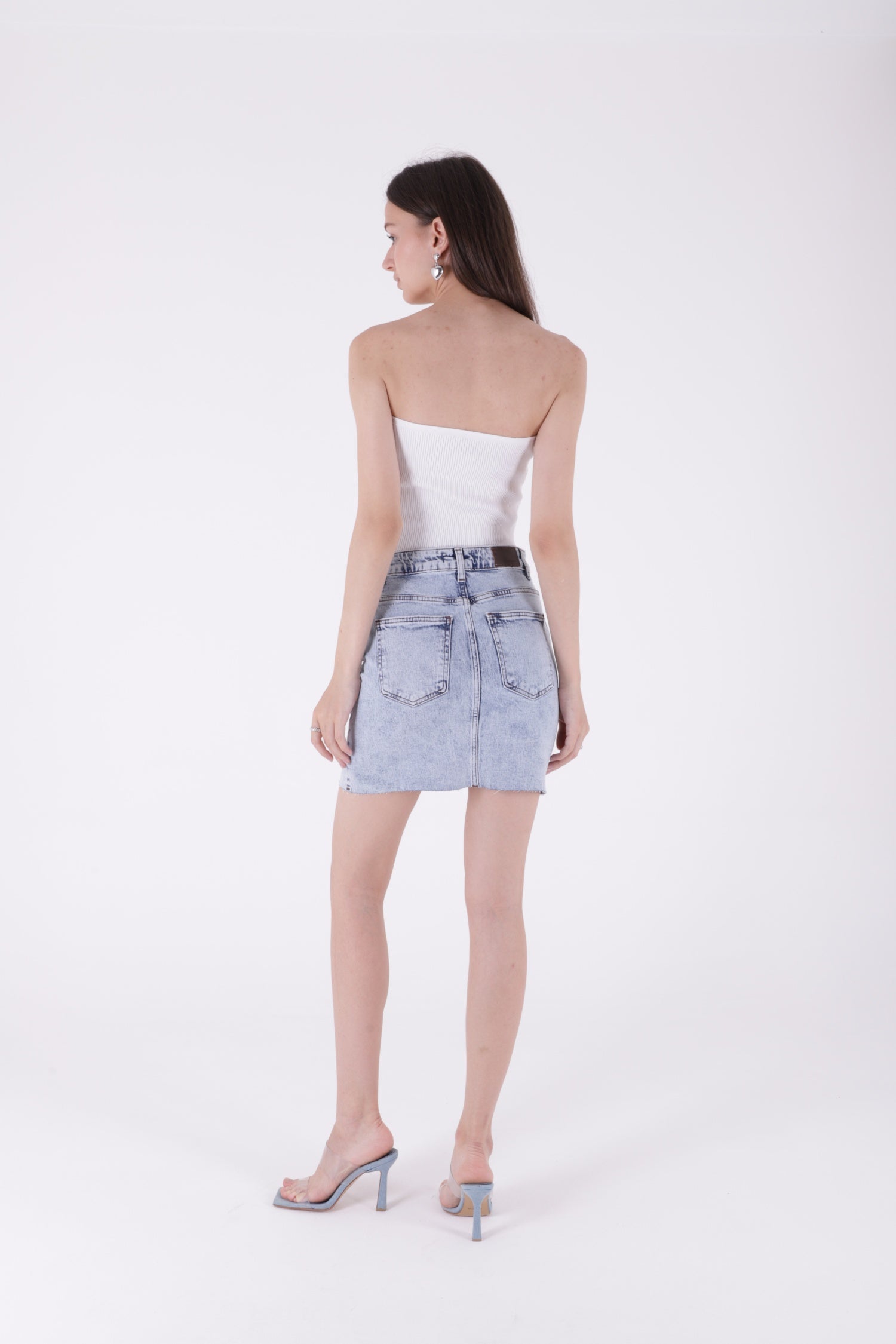 Mini Kot Etek - Kar Yıkama Açık Mavi - (S-XL-6) - 3