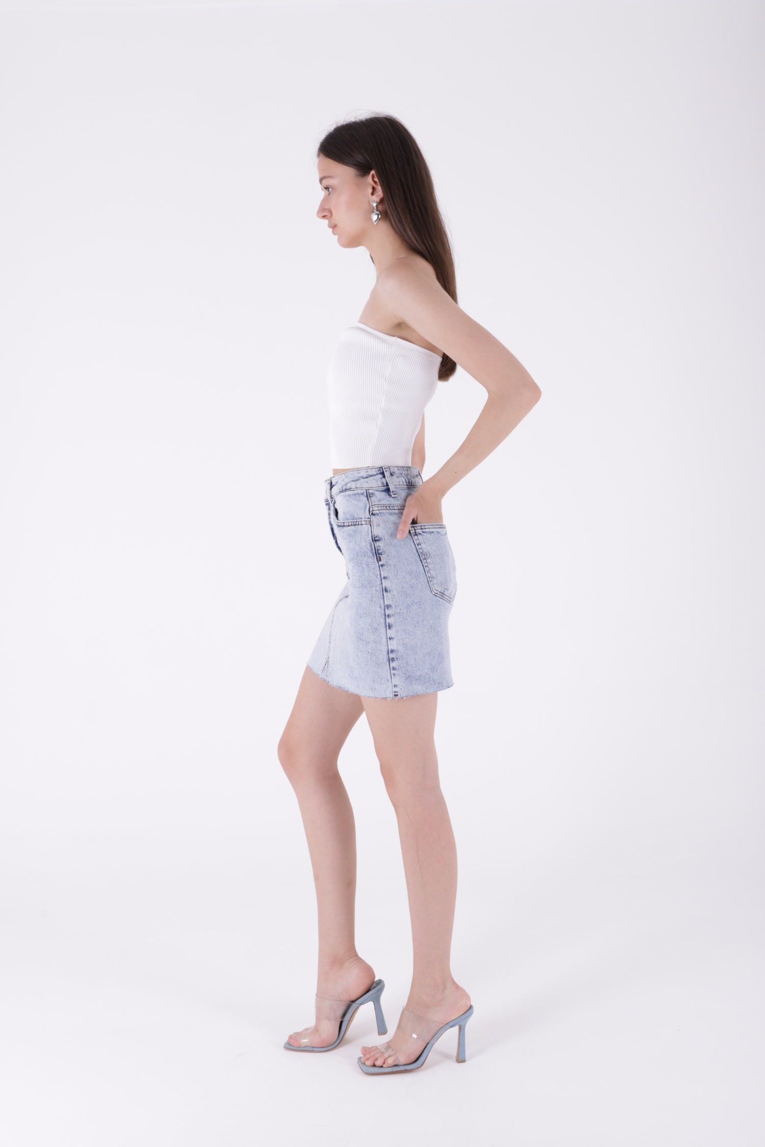 Mini Kot Etek - Kar Yıkama Açık Mavi - (S-XL-6) - 4