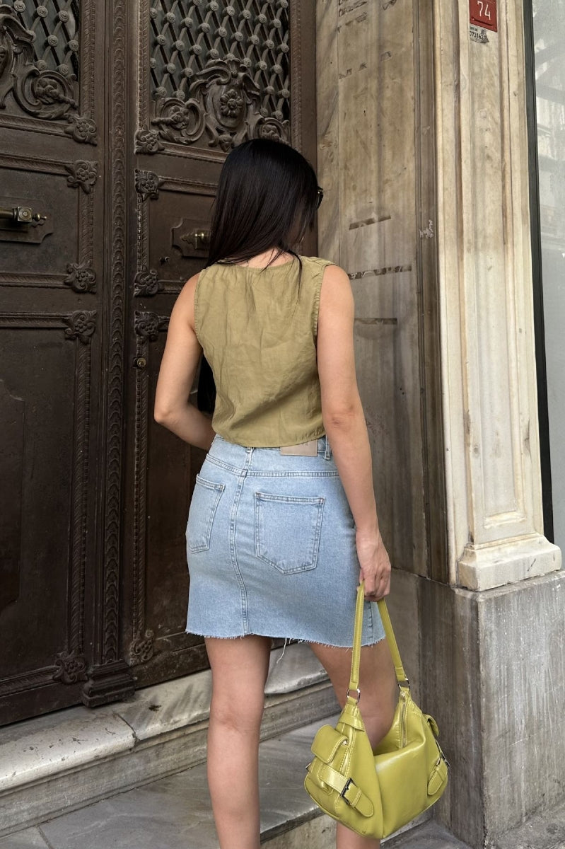 Mini Kot Etek - Açık Mavi Kot - (38-44-6) - 4