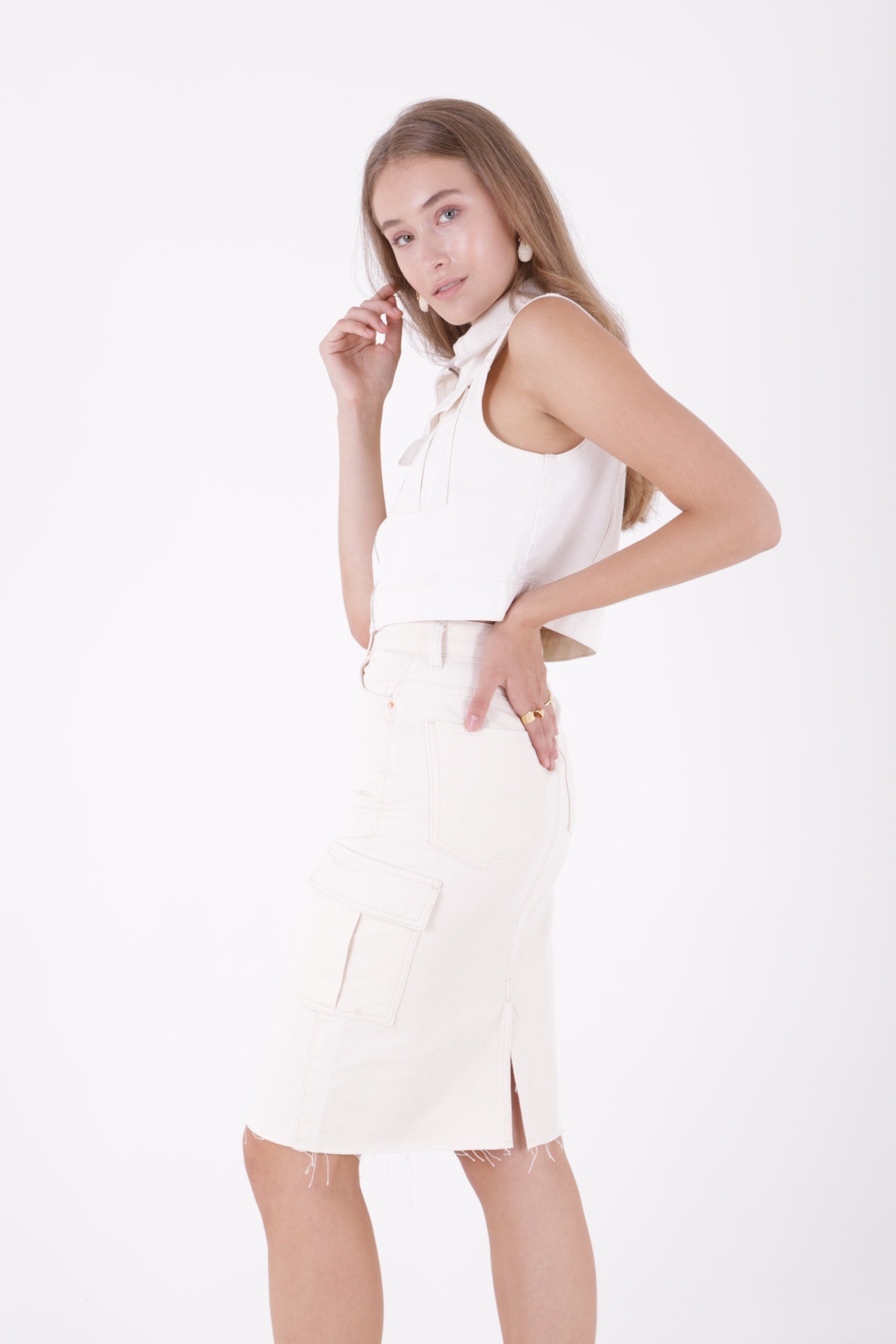 Kargo Cepli Kot Etek - Naturel - (XS-XL) - 4