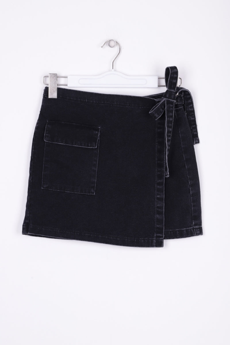 Kısa Kot Etek - Düz Antrasit - (S-XL-6) - 6