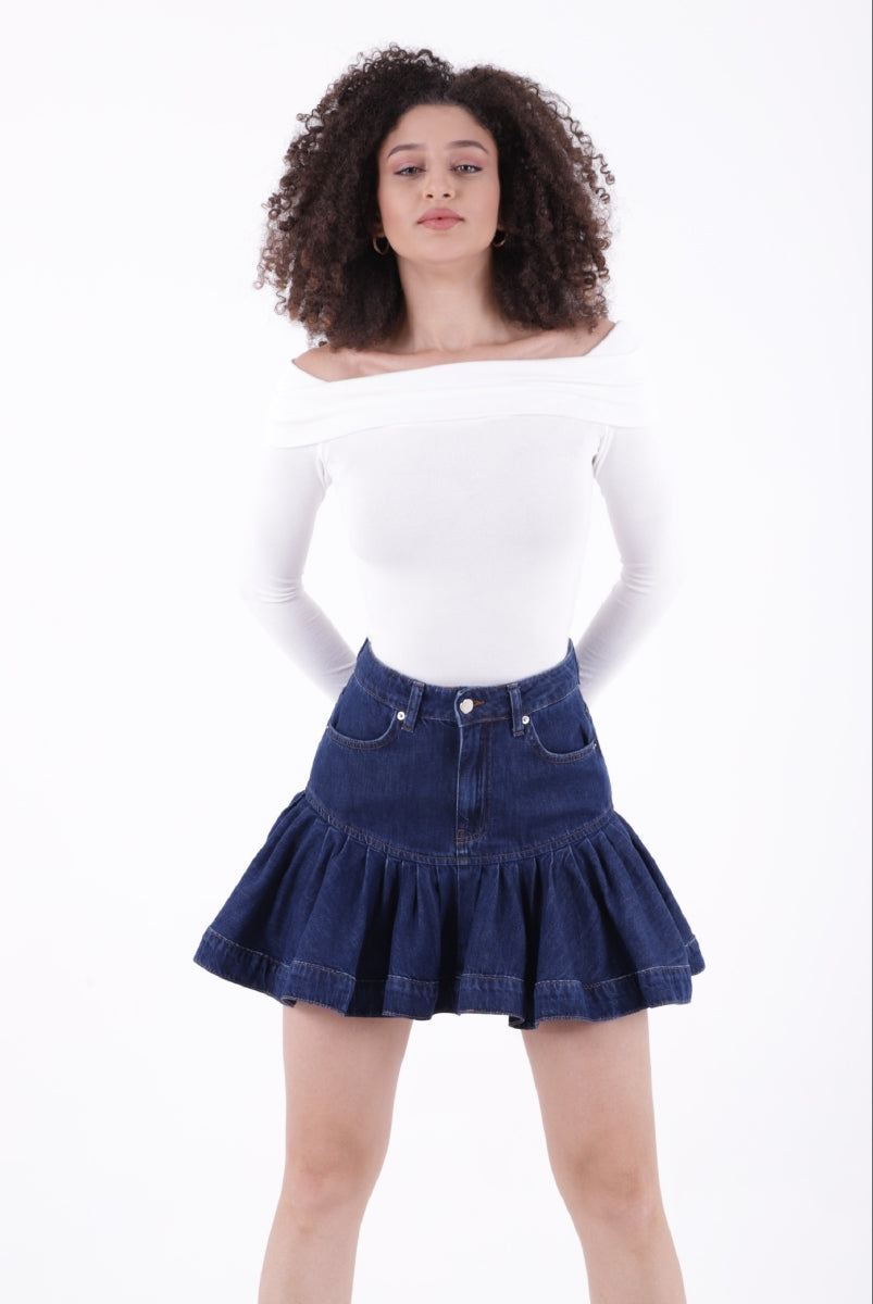 Mini Kot Etek - Düz Koyu Rins - (S-L-5) - 6