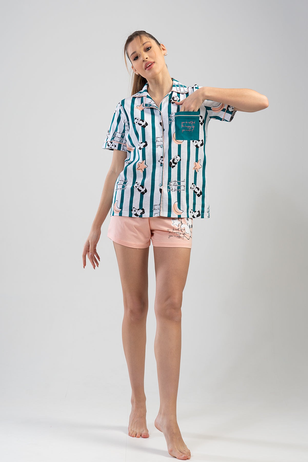 Woman Supreme Shirt Collar Short Set