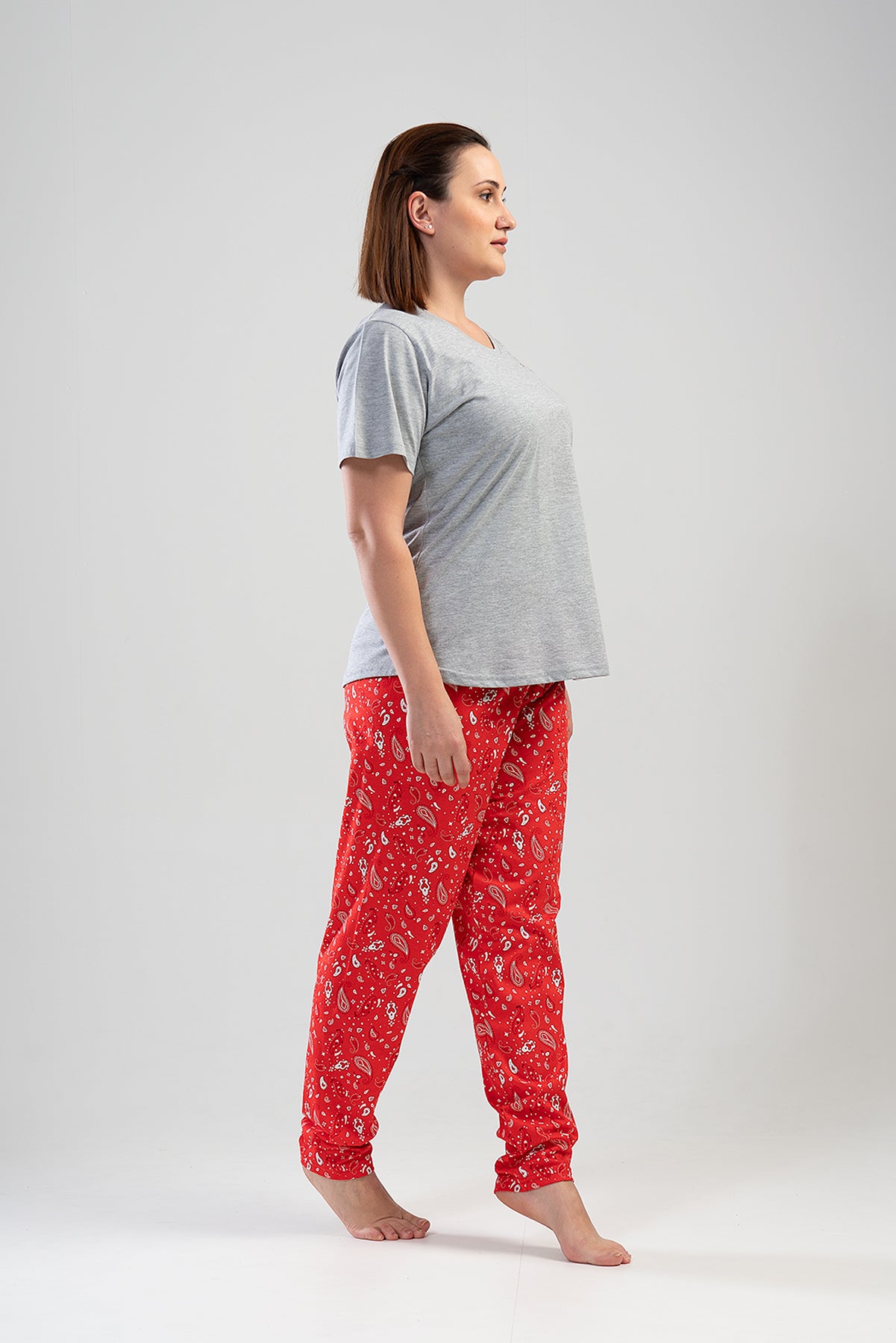 BAYAN P.SUPREM XXL O YAKA KISA KOL ETEGI OVAL PIJAMA TK