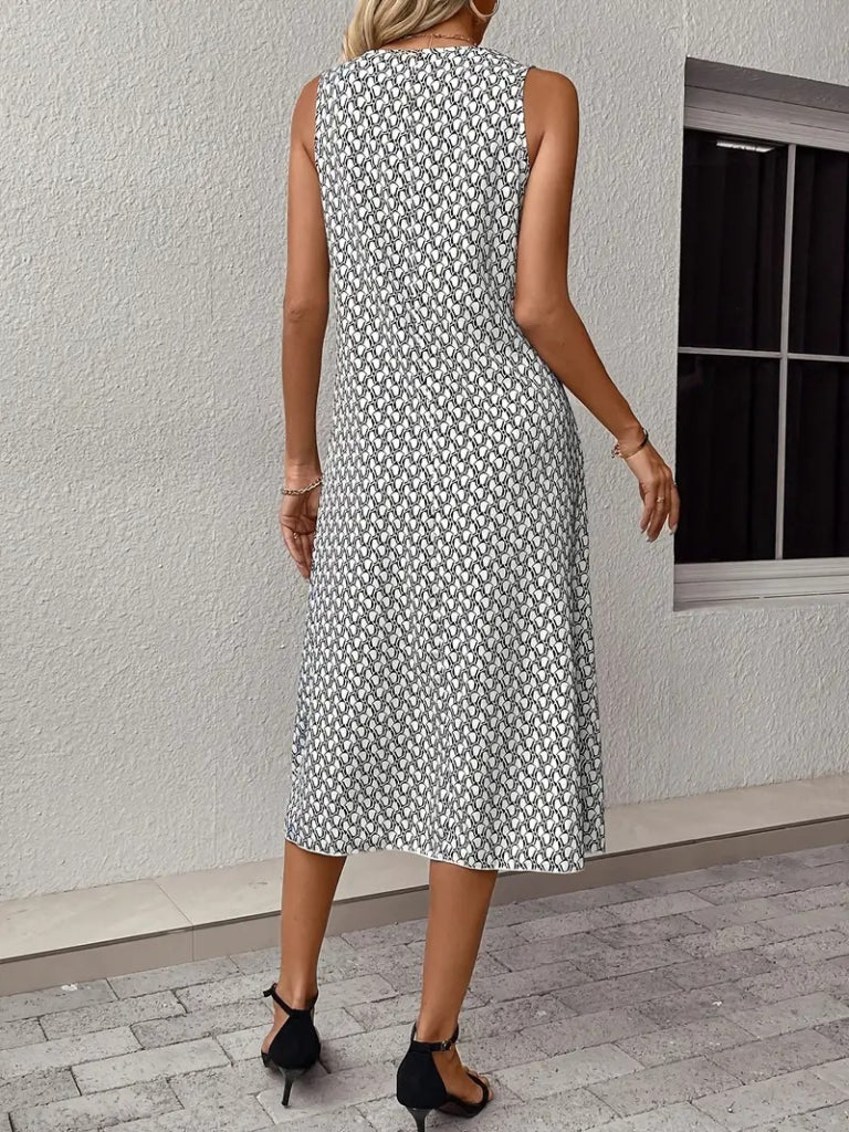 Women's Sleeveless Crew Neck Midi Sandy Dress, 15124