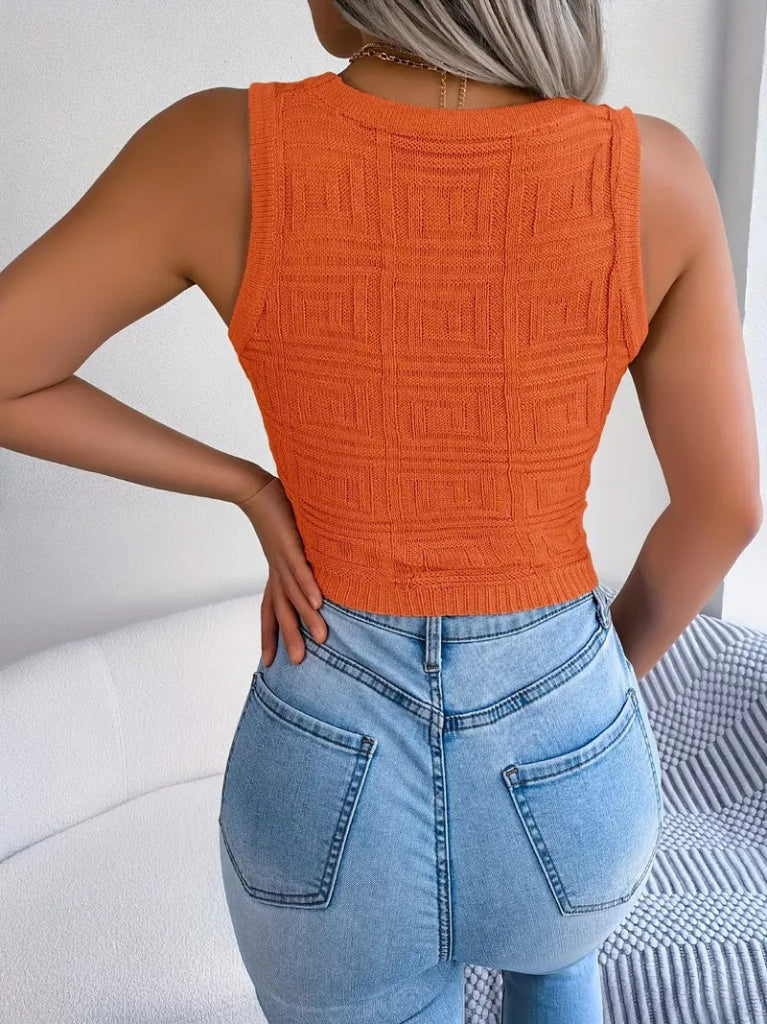 Kadın Askılı Bisiklet Yaka Güpüs Dekolteli Triko Crop Bluz, 25237