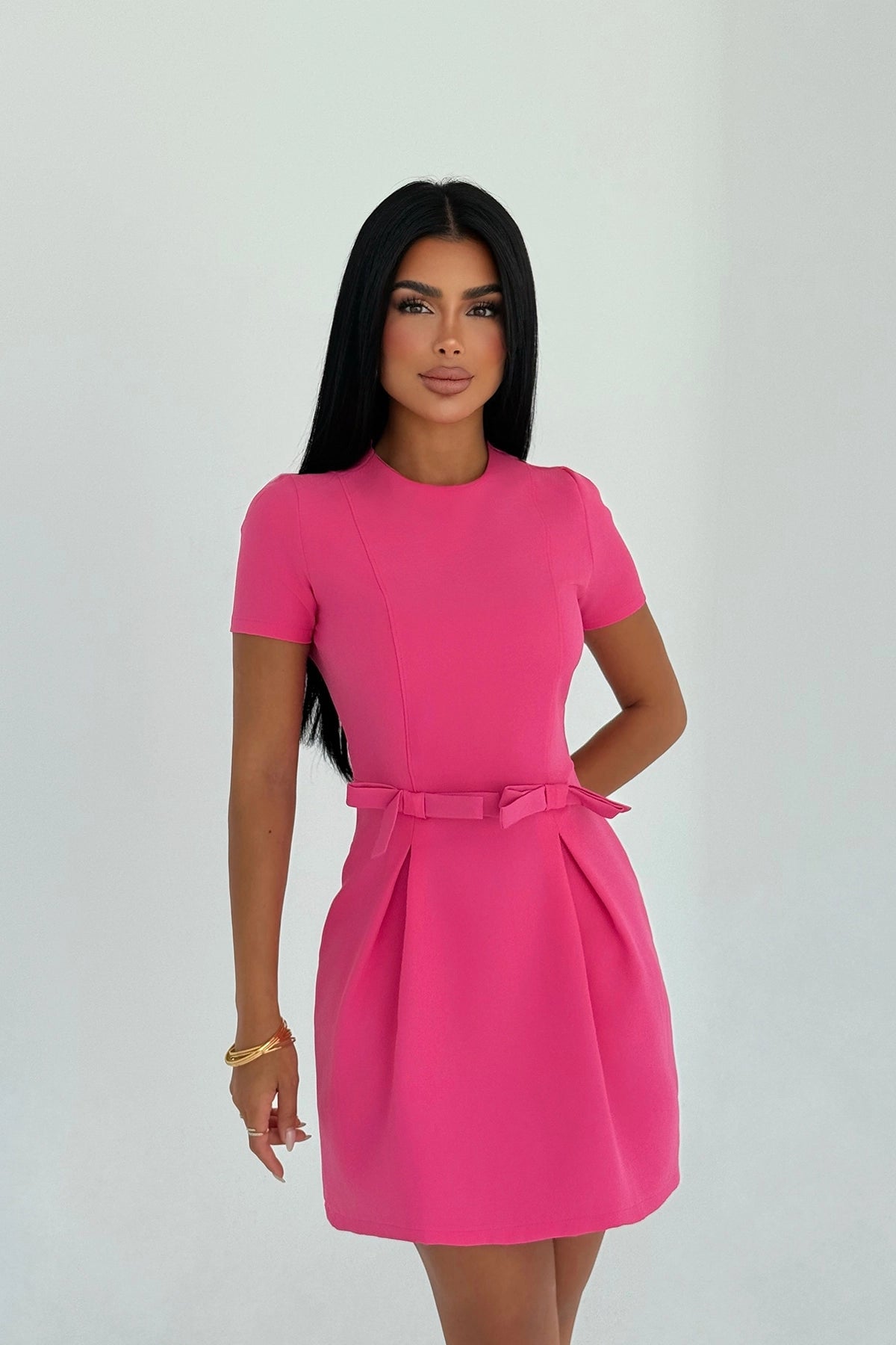 Fuşya Basic Mini Elbise XS