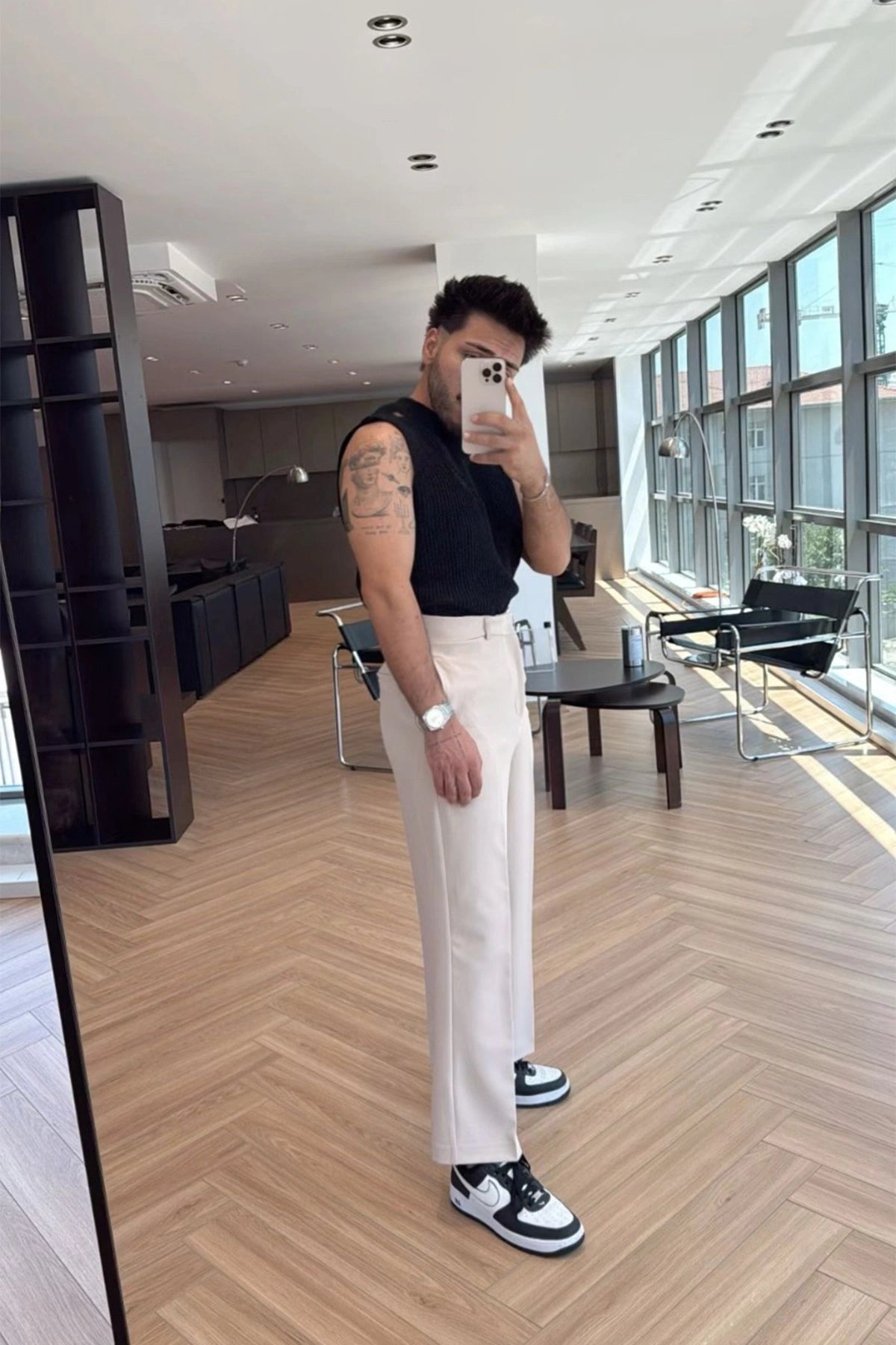 Krem Palazzo Yüksek Bel Pantolon