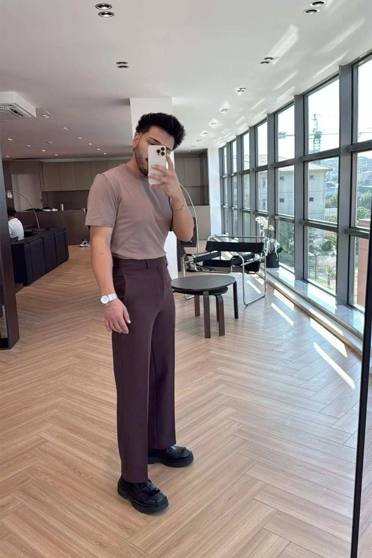 Kahverengi Oversize Basic Tişört
