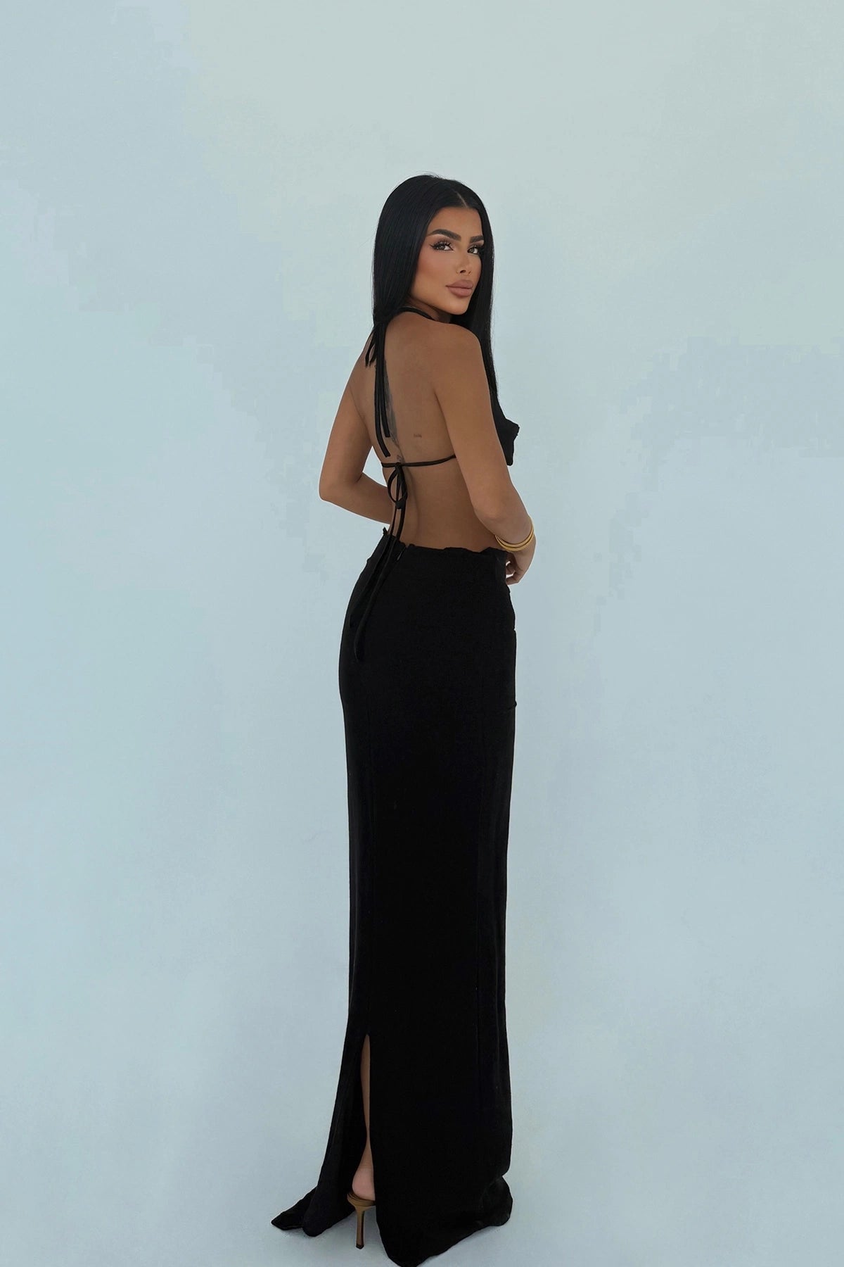 Black Co-ord Set with Tie-Up Skirt