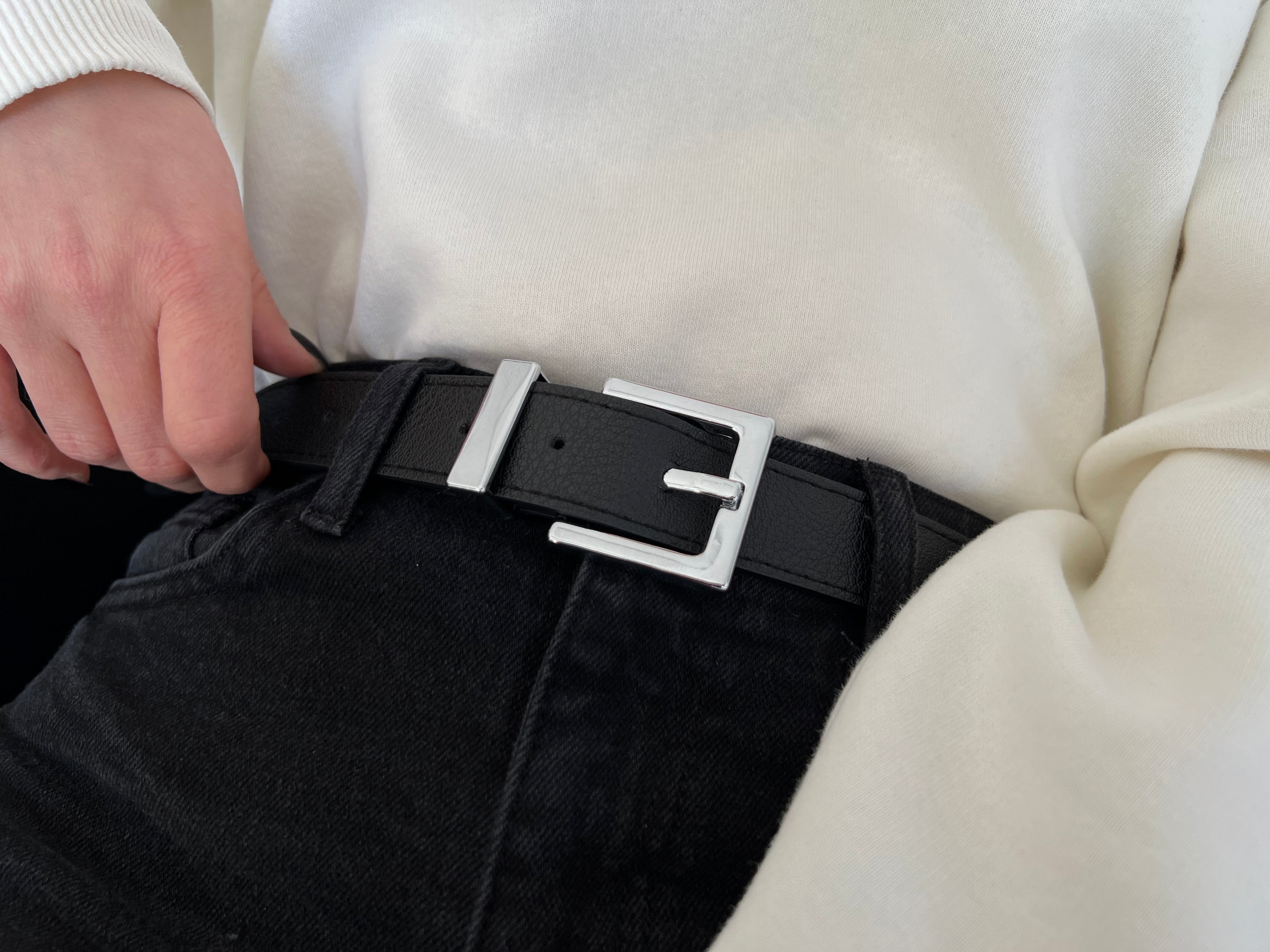 Square Buckle and Cross Women's Belt