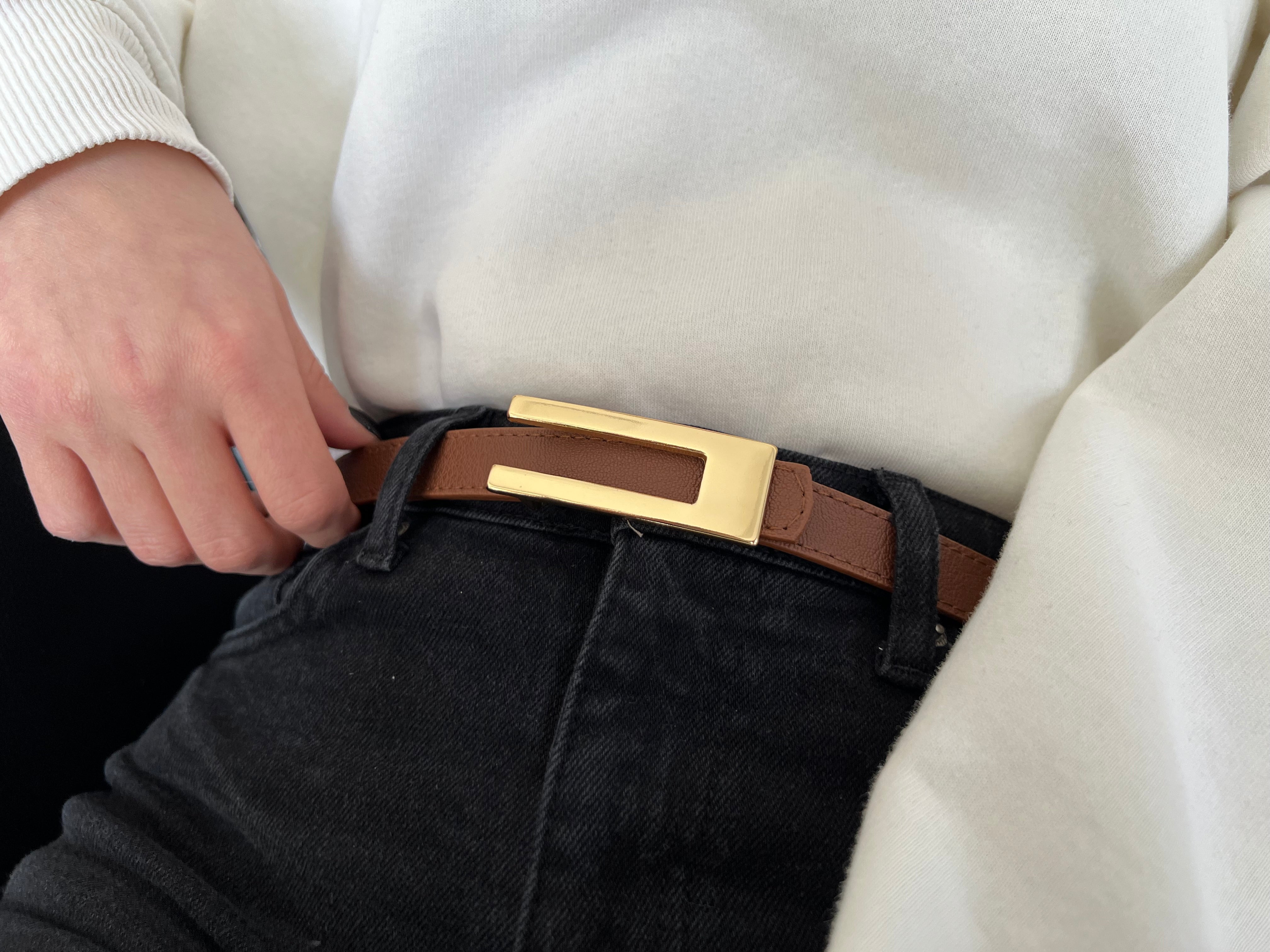 Slim Women's Belt with Design Buckle