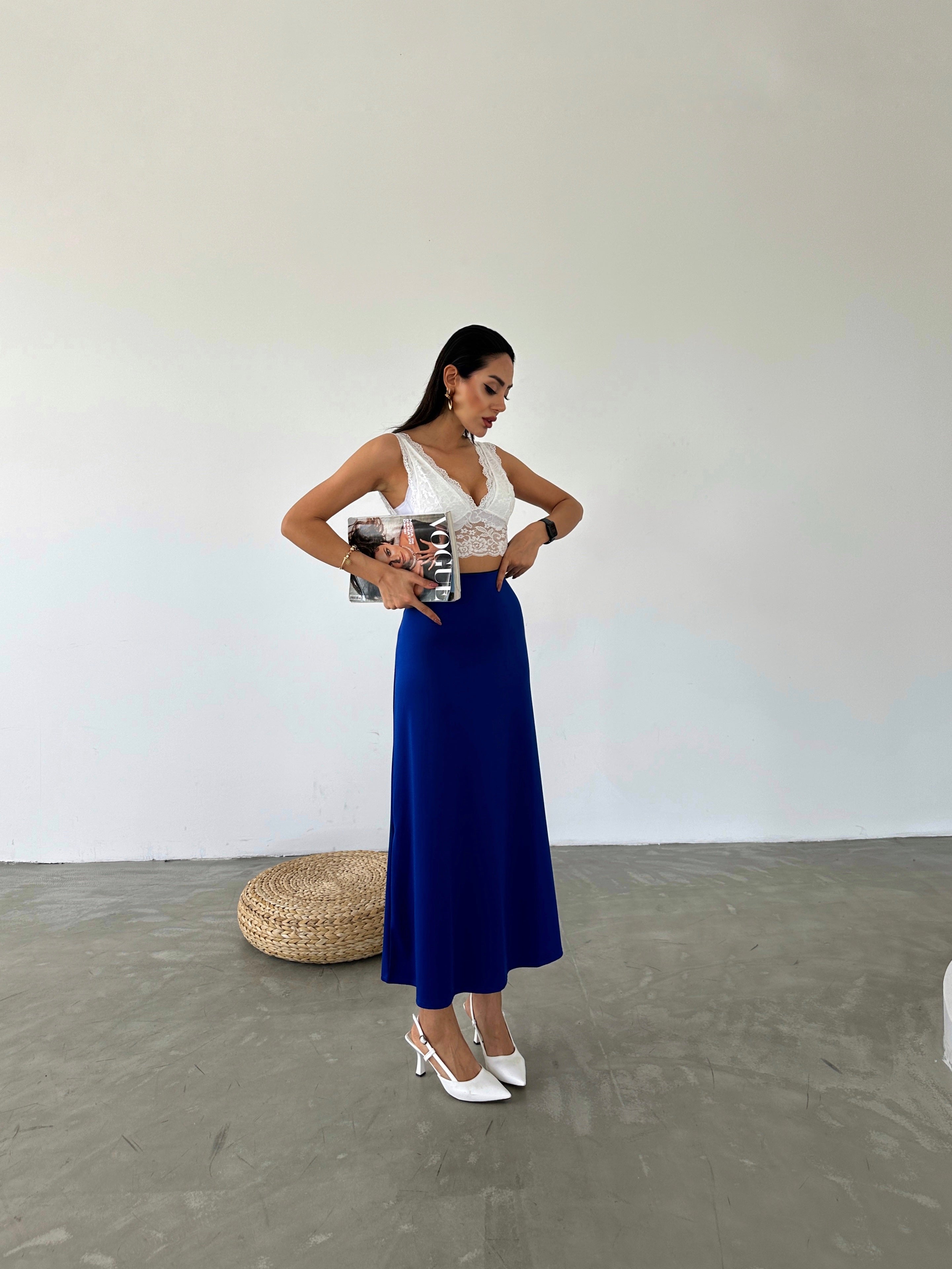 Elastic Waist Scuba Flared Skirt