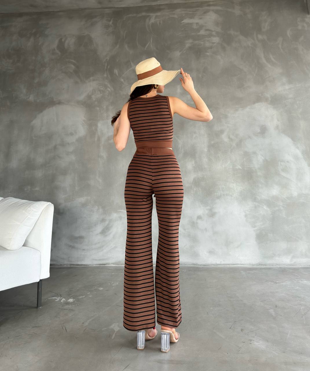 Elastic Waist Striped Trousers