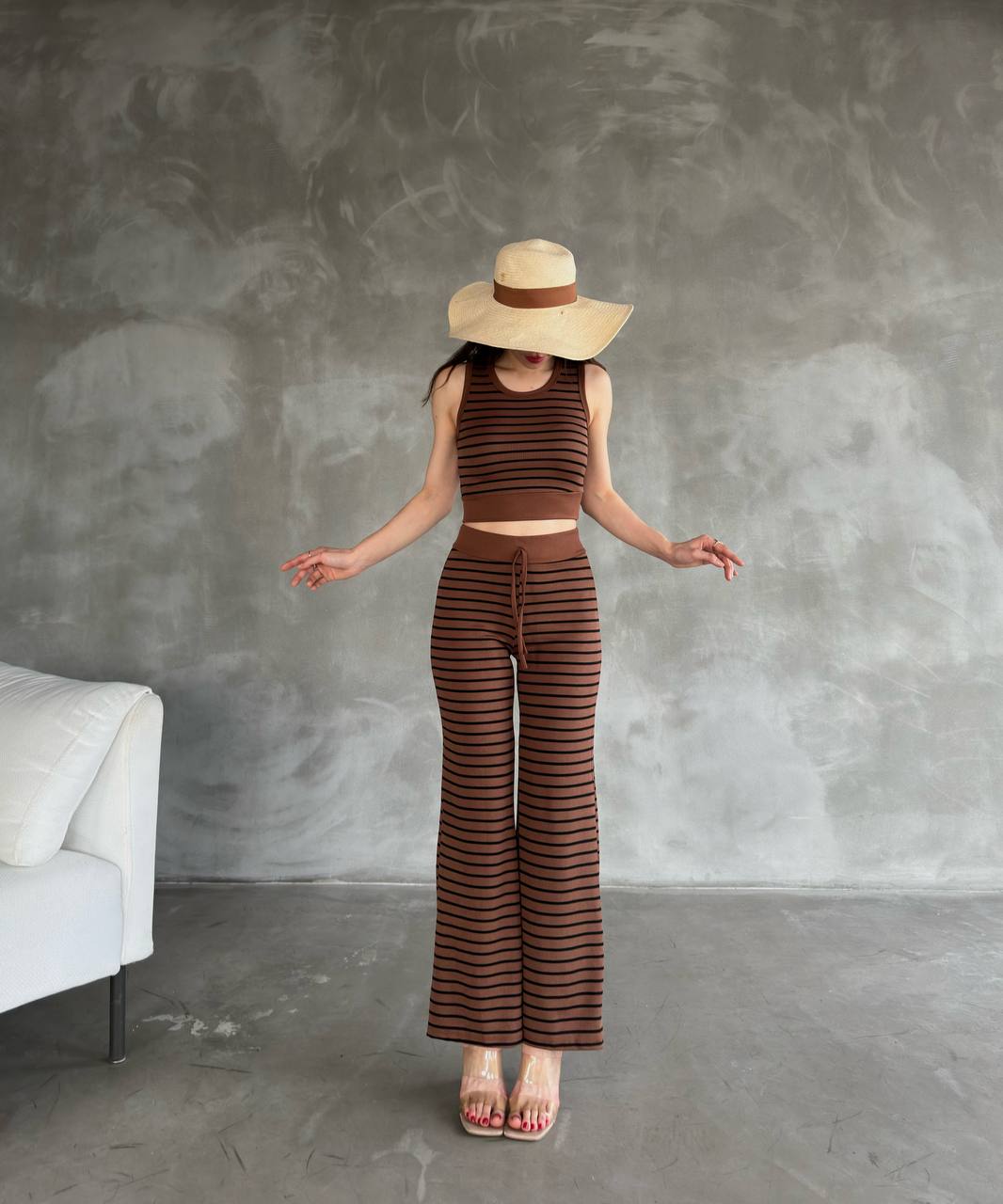 Elastic Waist Striped Trousers