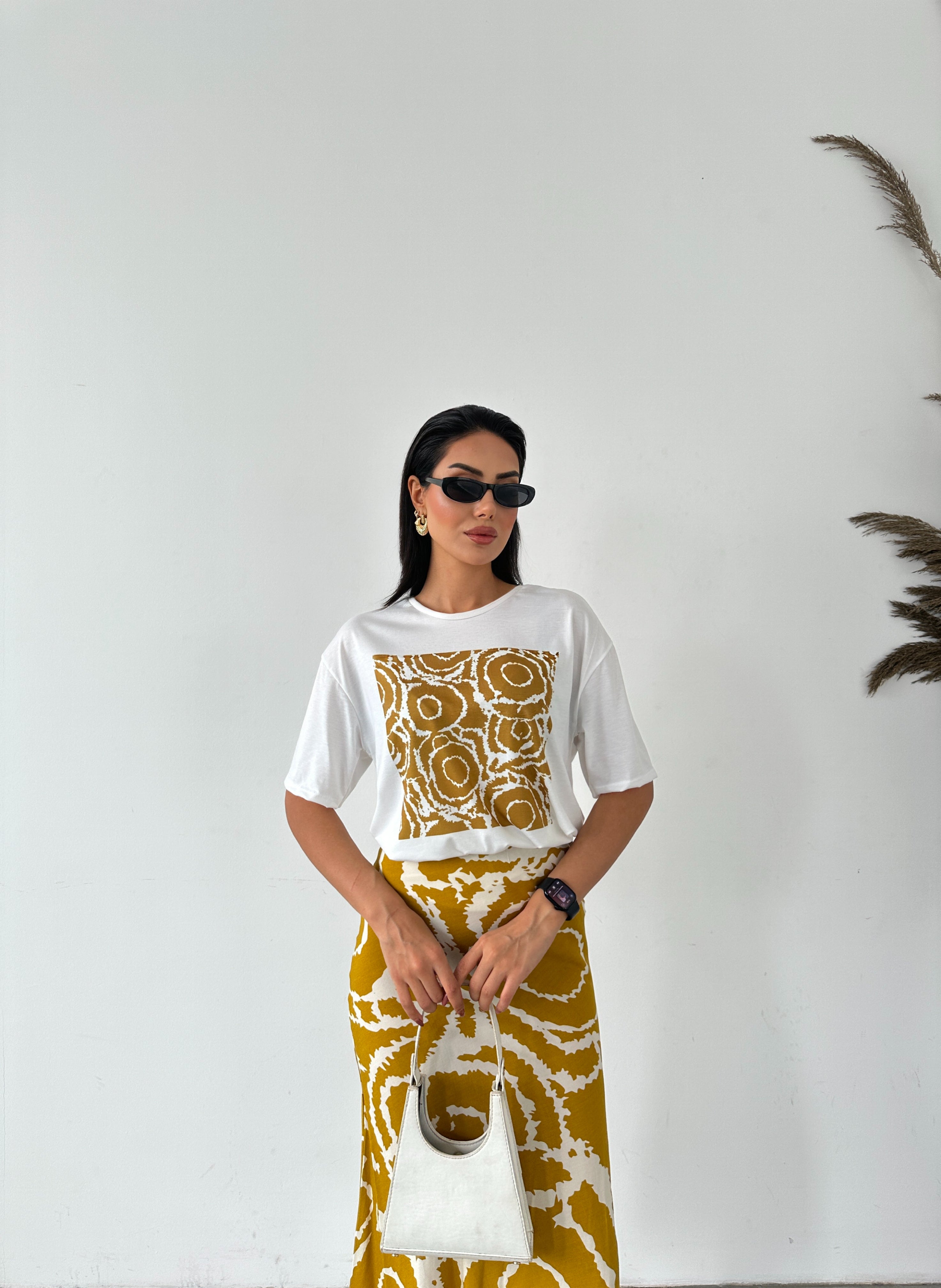 Elastic Waist Ethnic Patterned Skirt