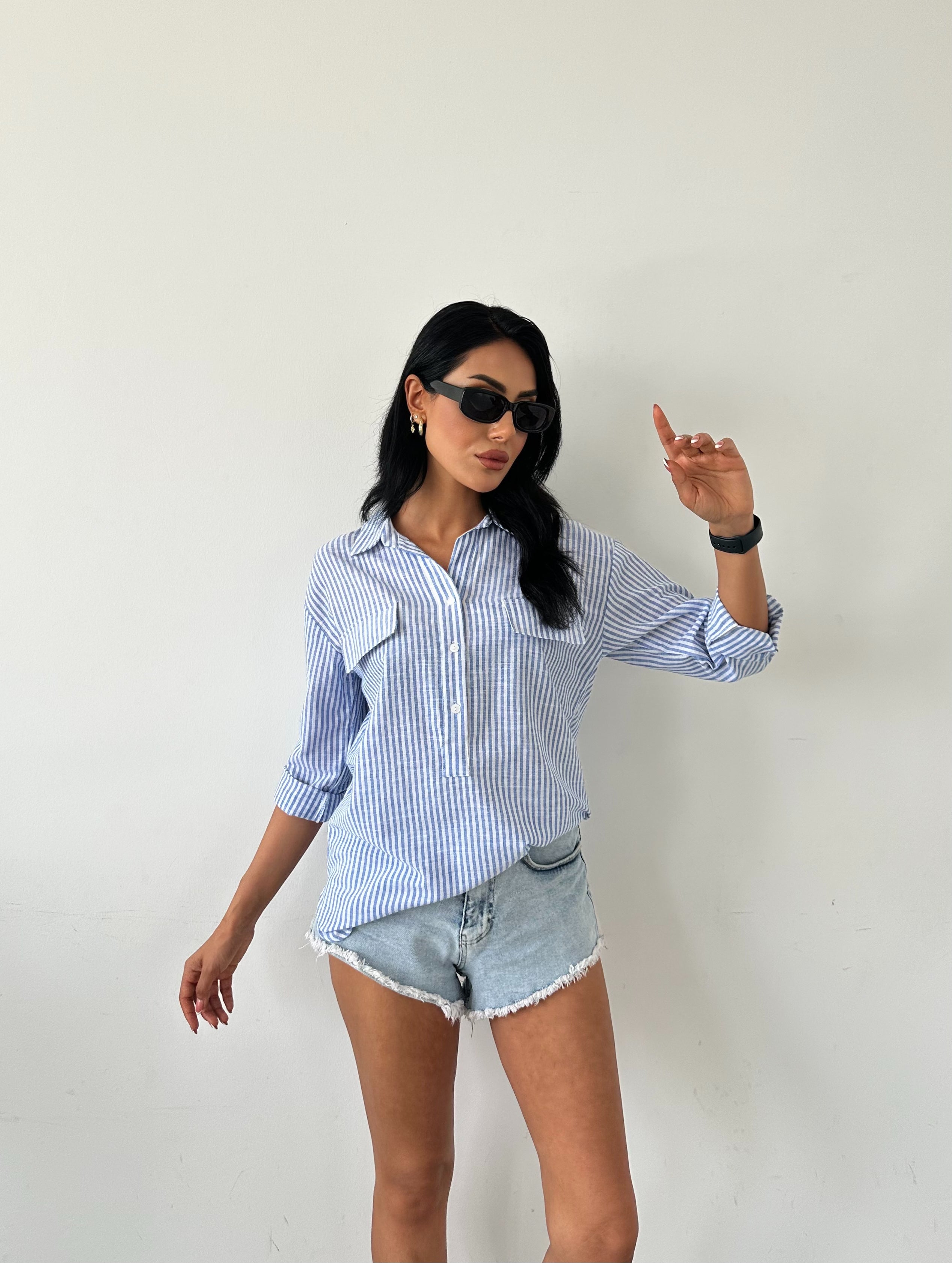 Striped Flap Pocket Summer Shirt