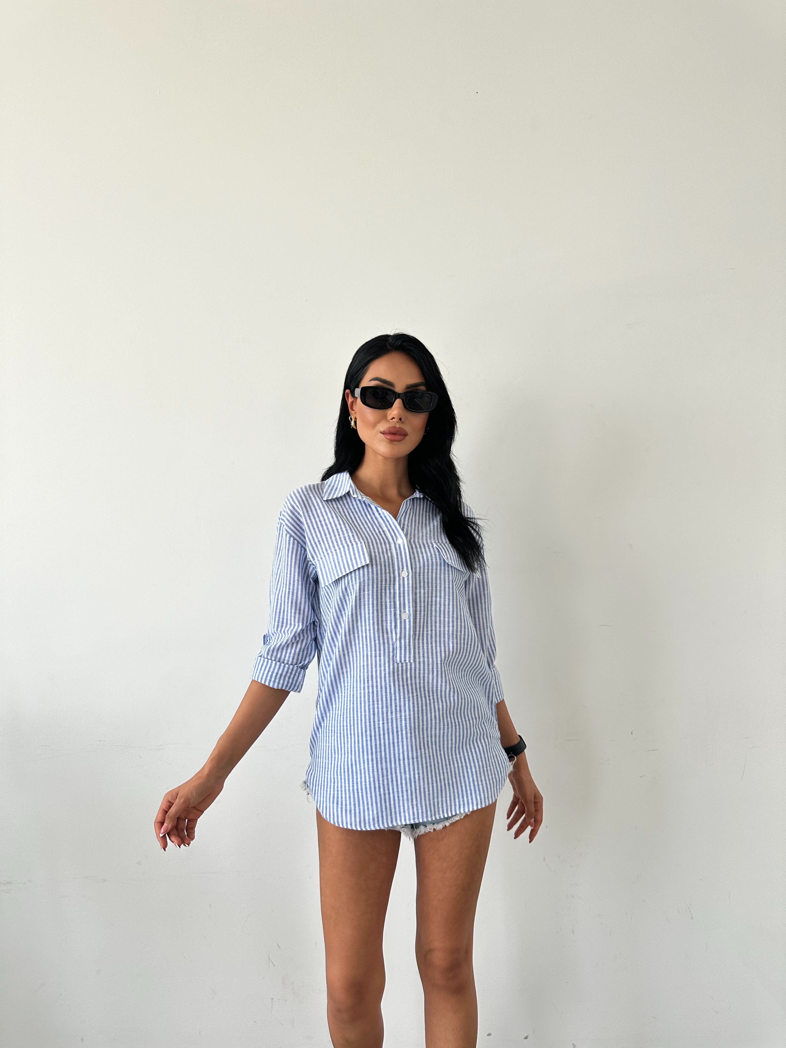 Striped Flap Pocket Summer Shirt