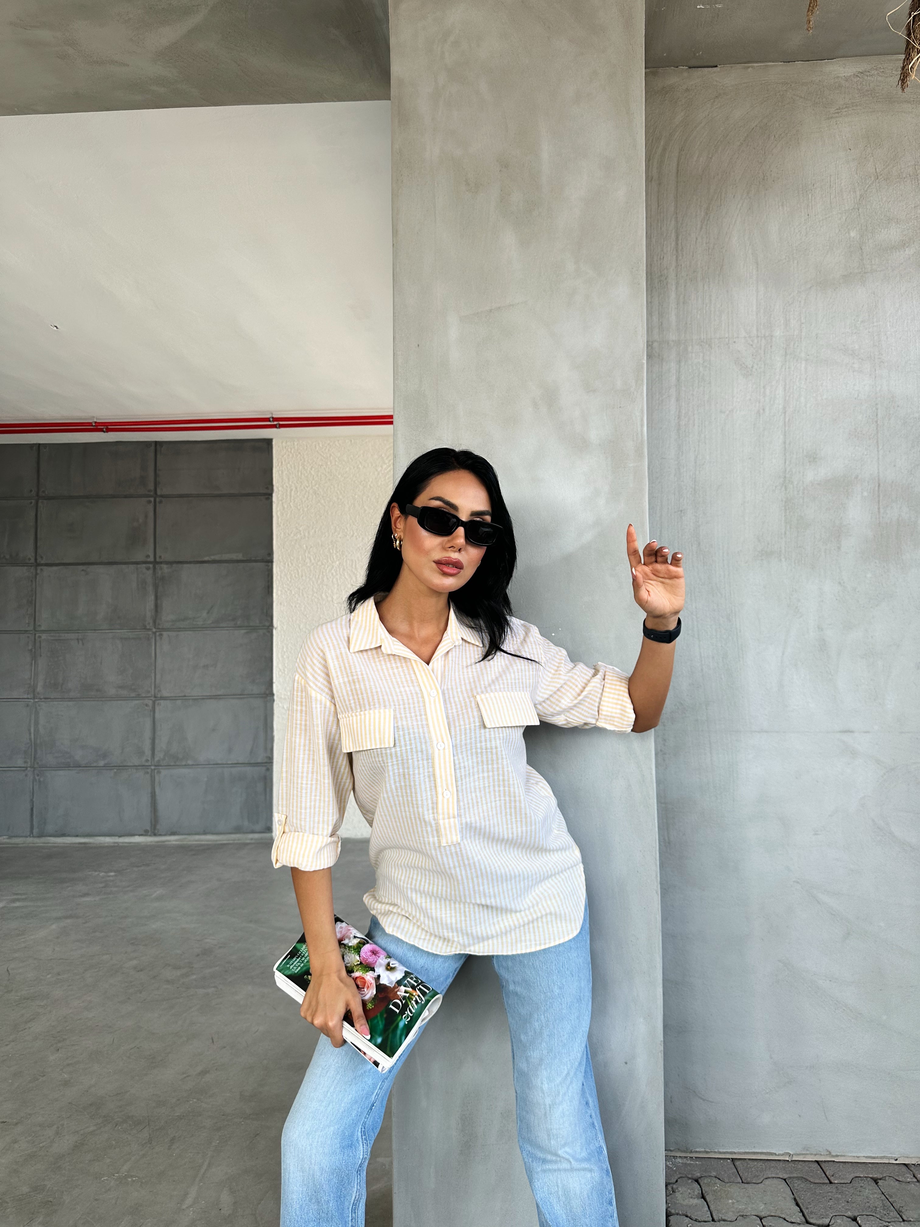 Striped Flap Pocket Summer Shirt