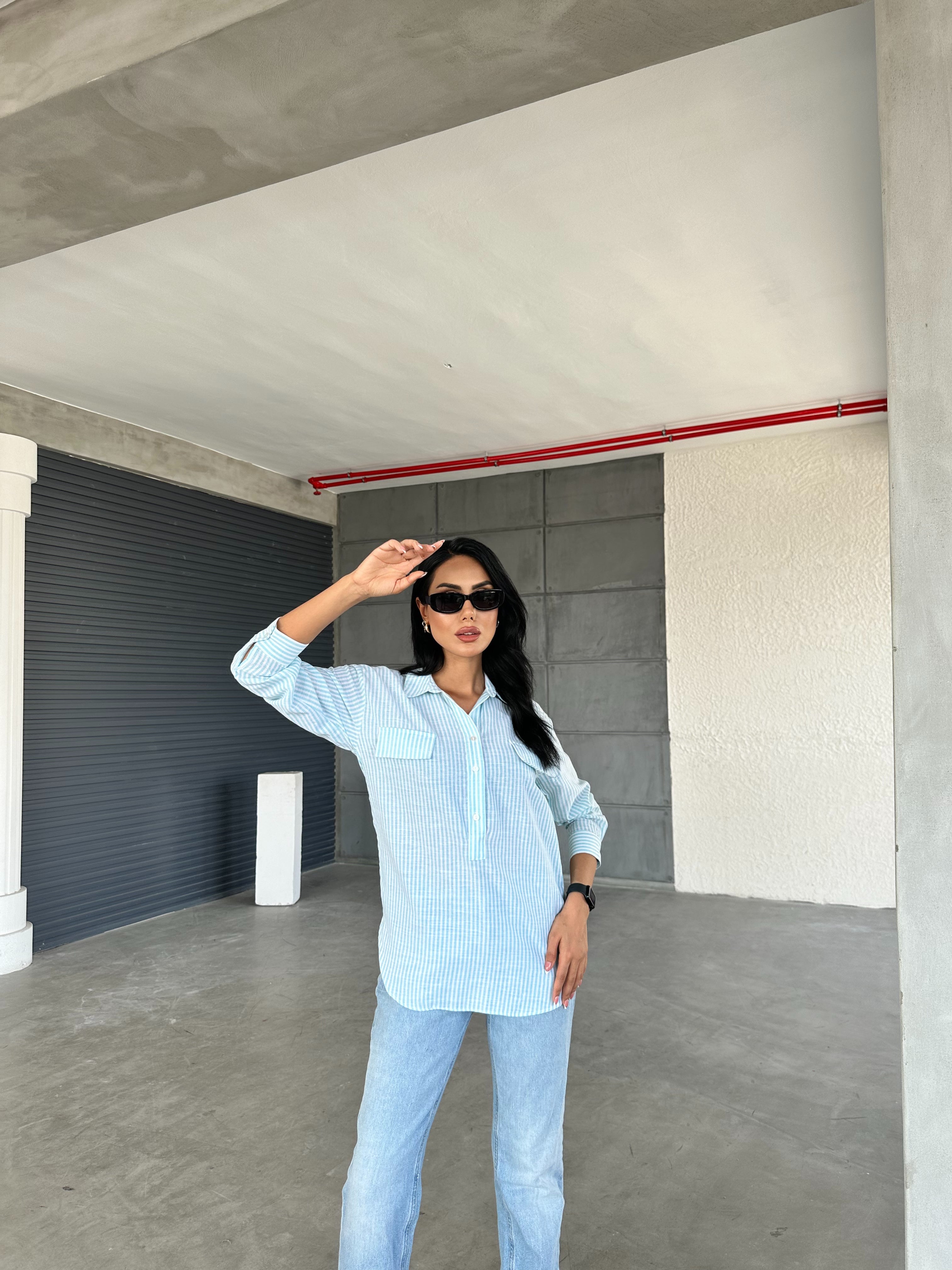 Striped Flap Pocket Summer Shirt