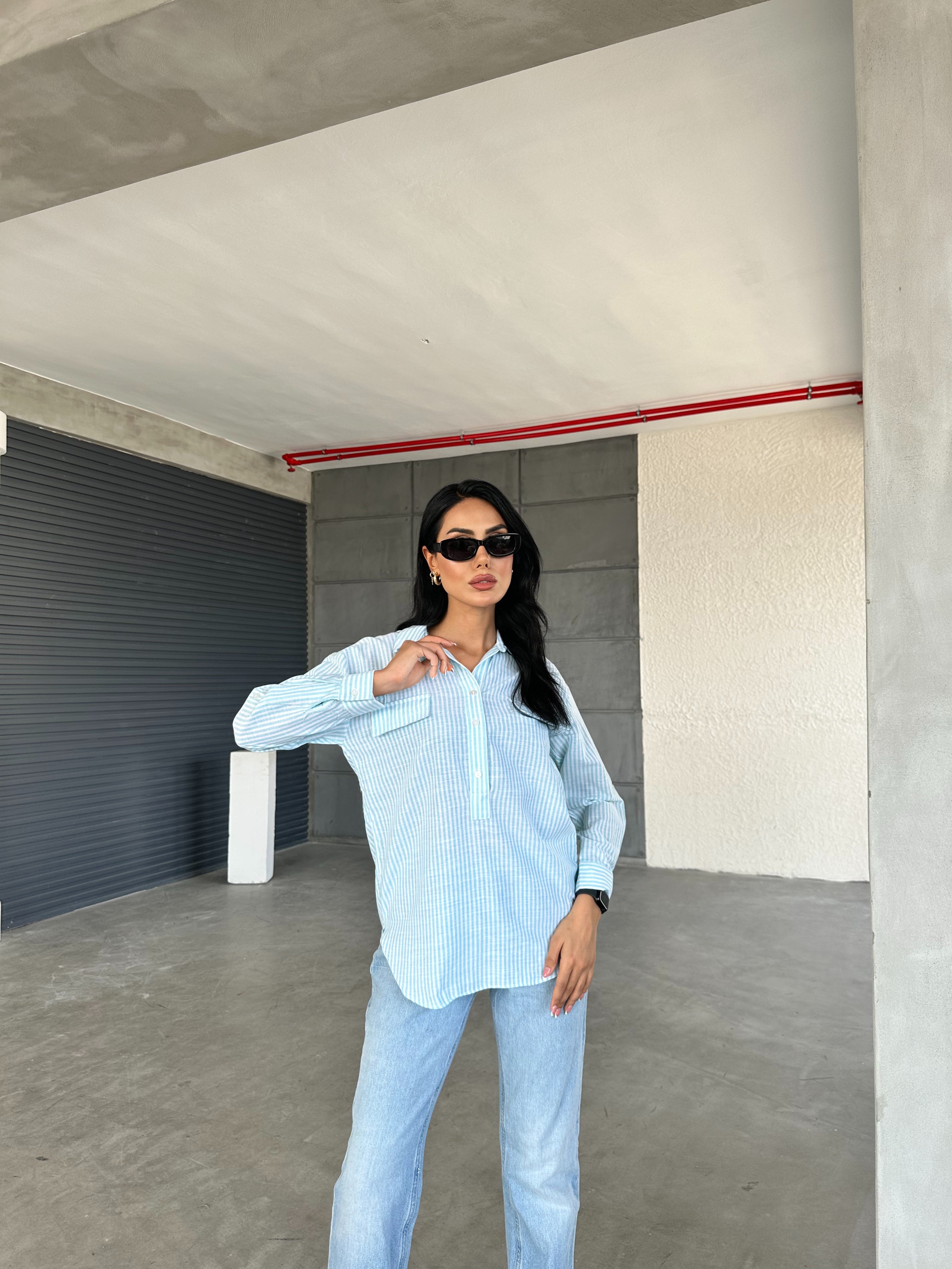 Striped Flap Pocket Summer Shirt