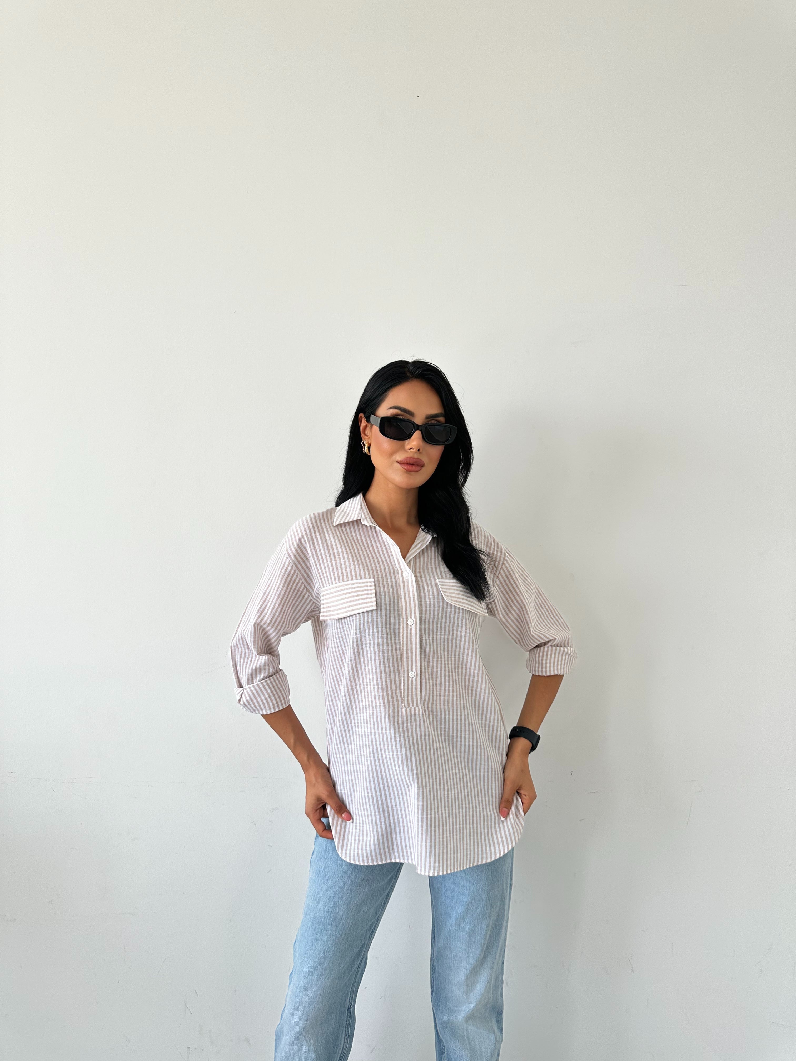 Striped Flap Pocket Summer Shirt