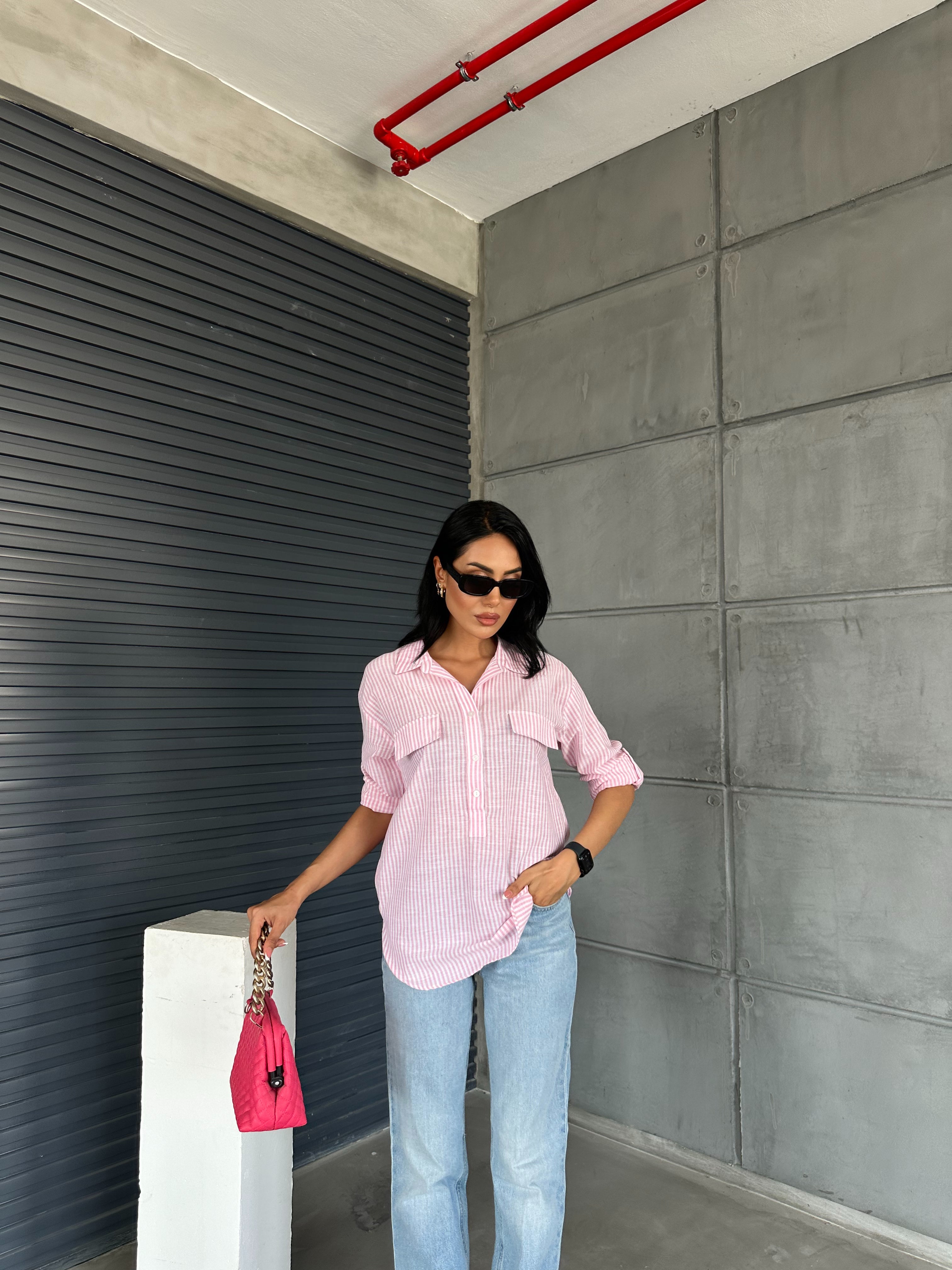 Striped Flap Pocket Summer Shirt