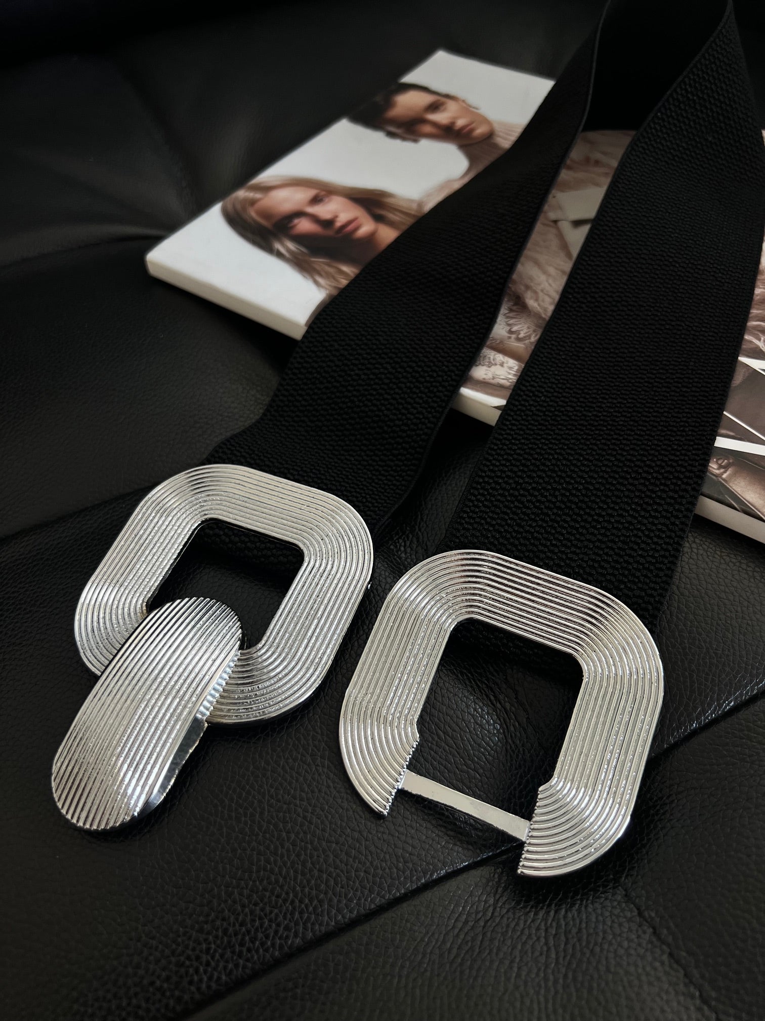 Gold Buckle Elastic Women's Belt