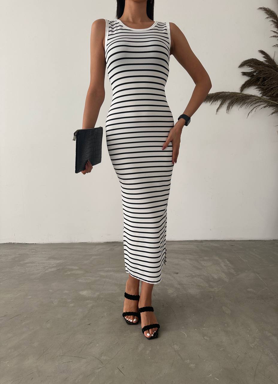 Ottoman Lycra Fabric Striped Dress