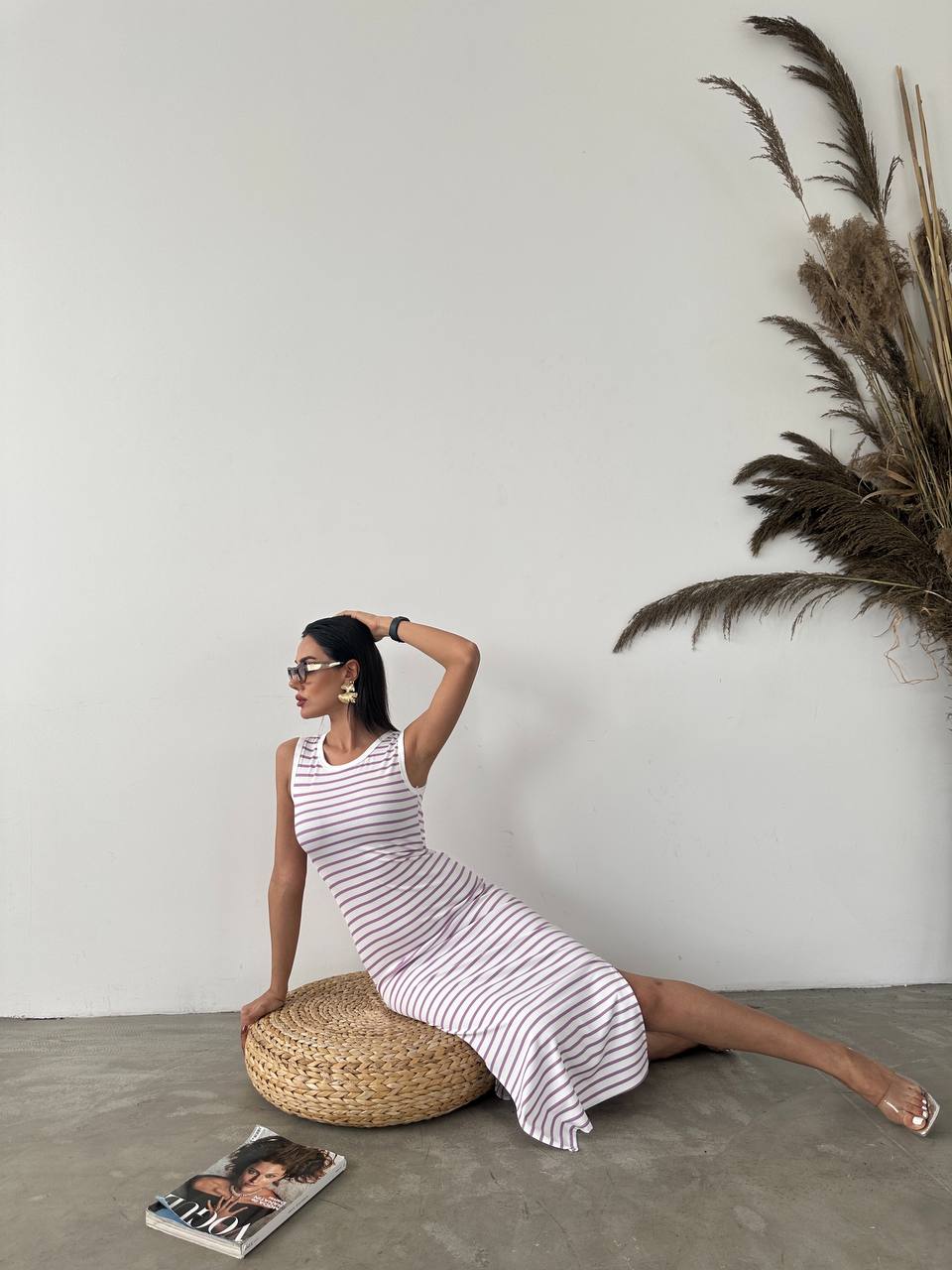 Ottoman Lycra Fabric Striped Dress
