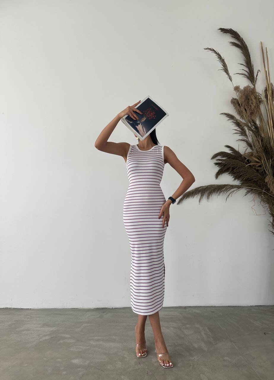 Ottoman Lycra Fabric Striped Dress
