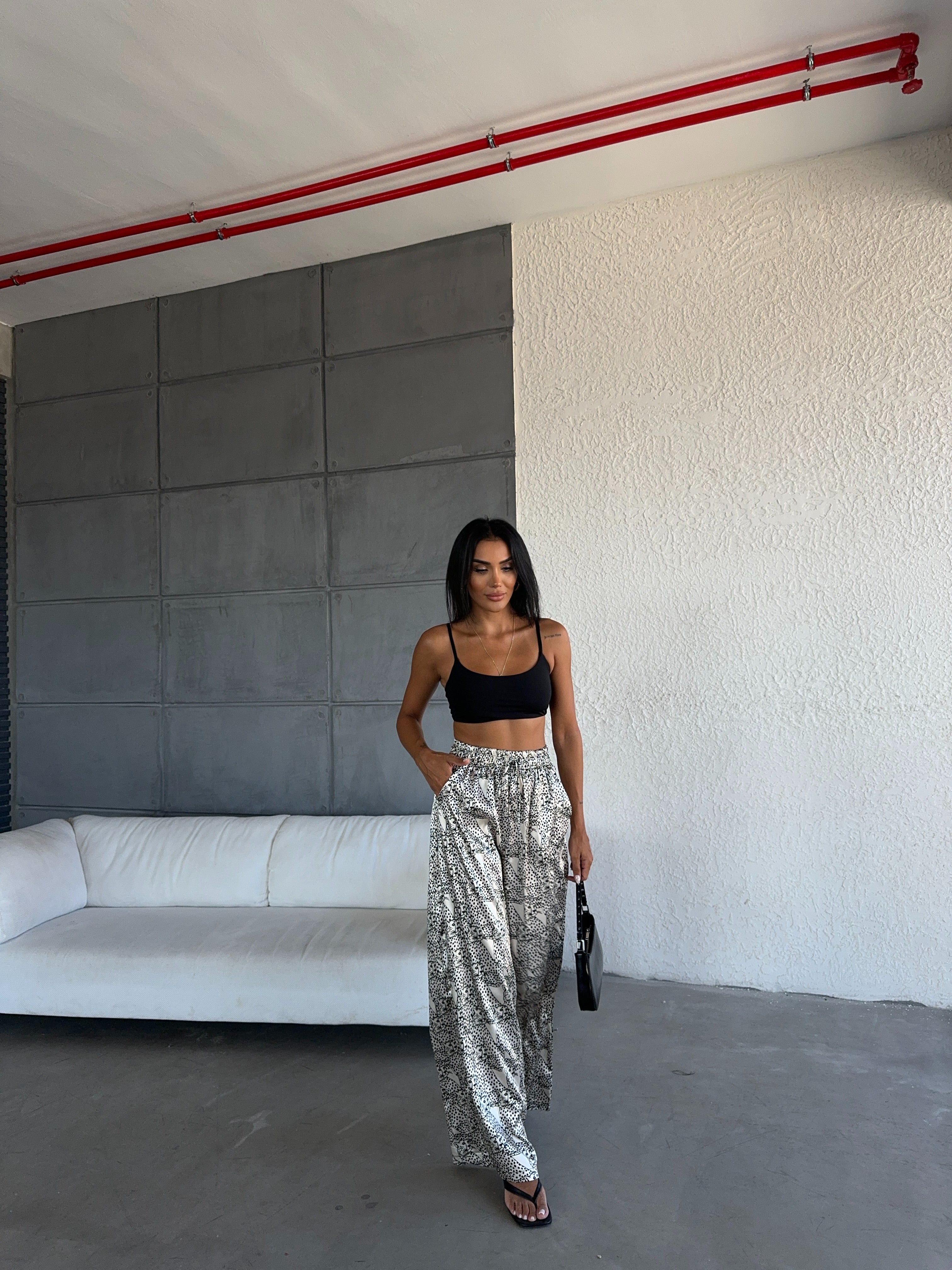 Elastic Waist Satin Trousers