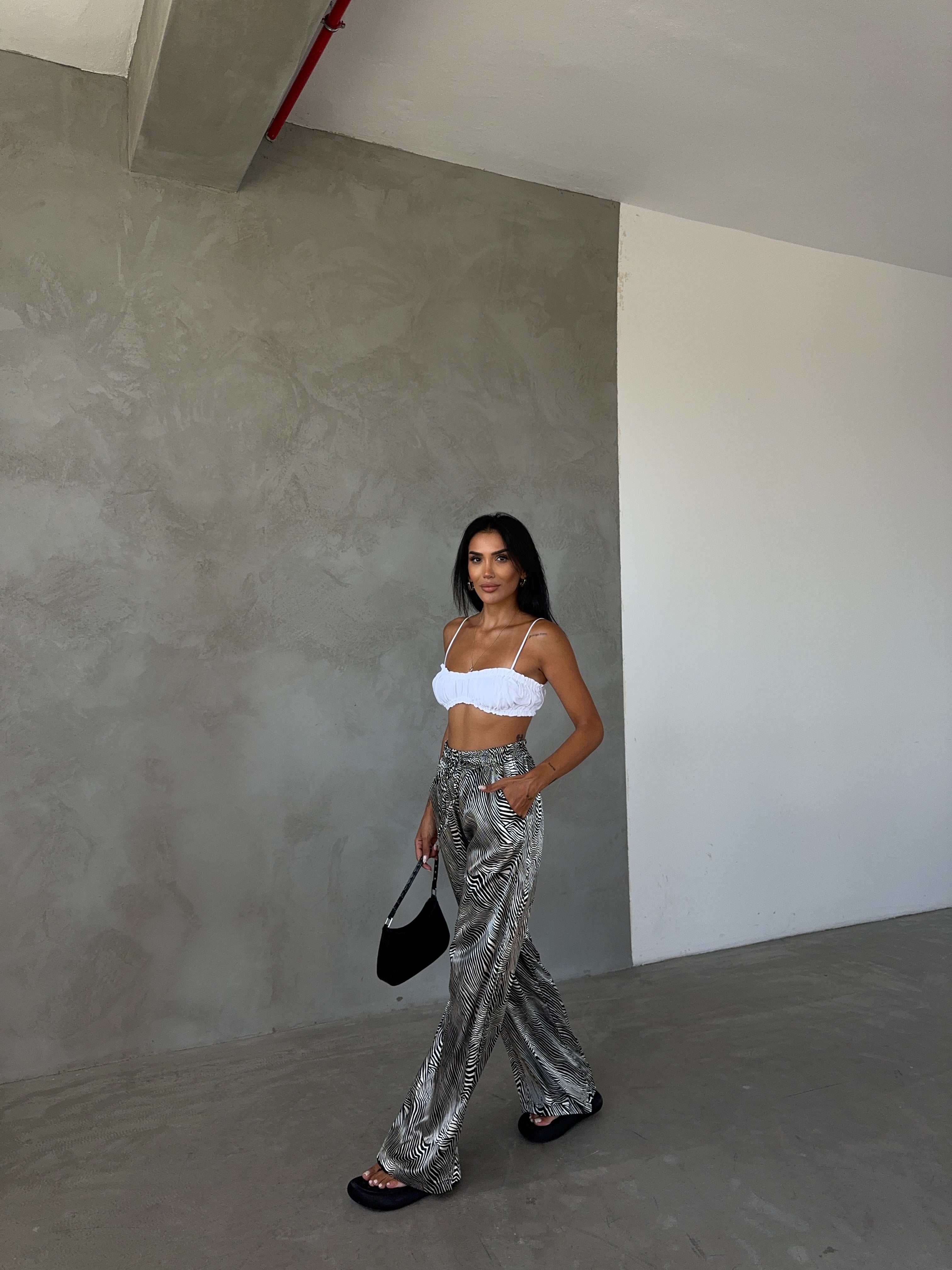 Elastic Waist Satin Trousers