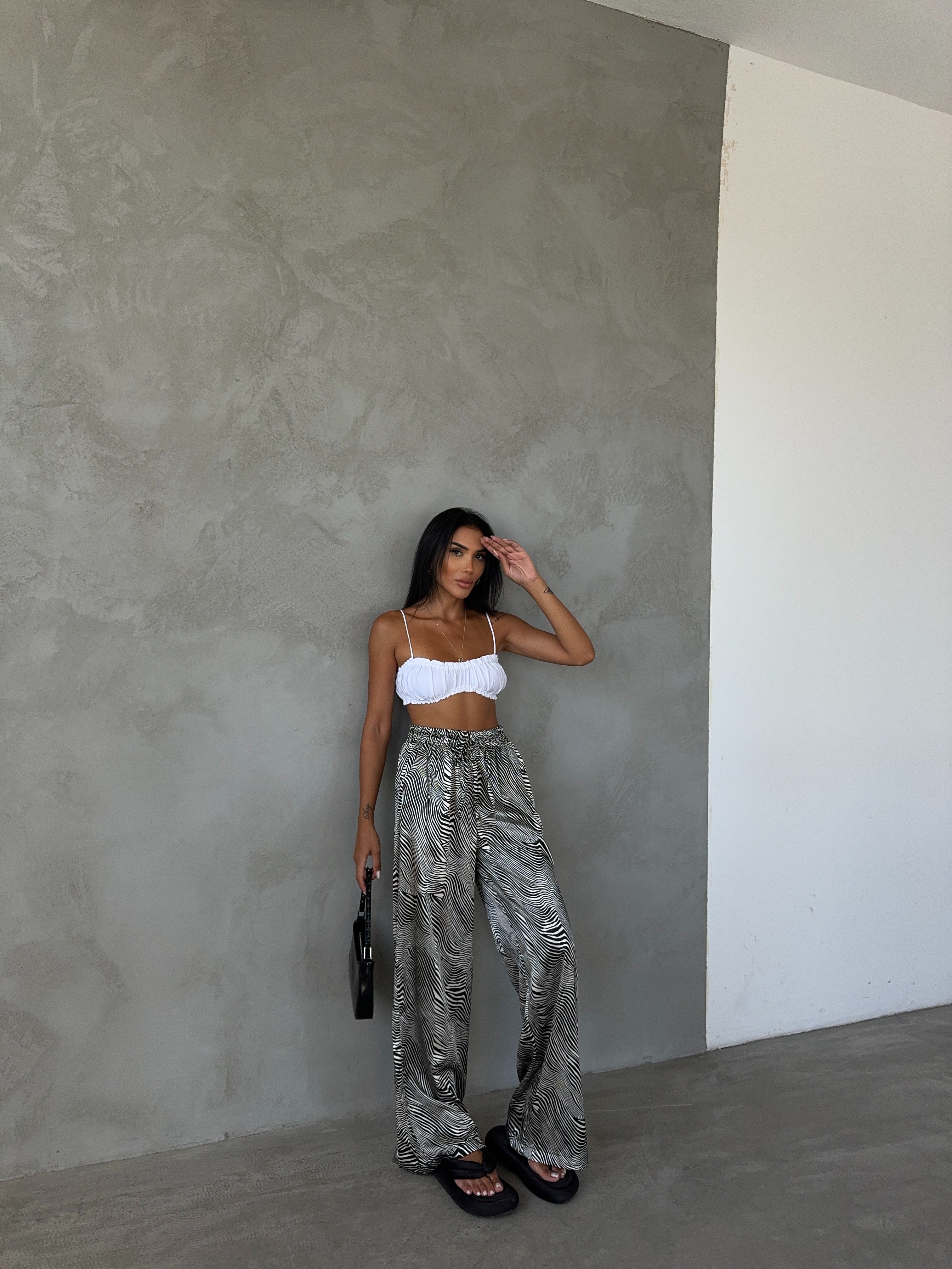 Elastic Waist Satin Trousers