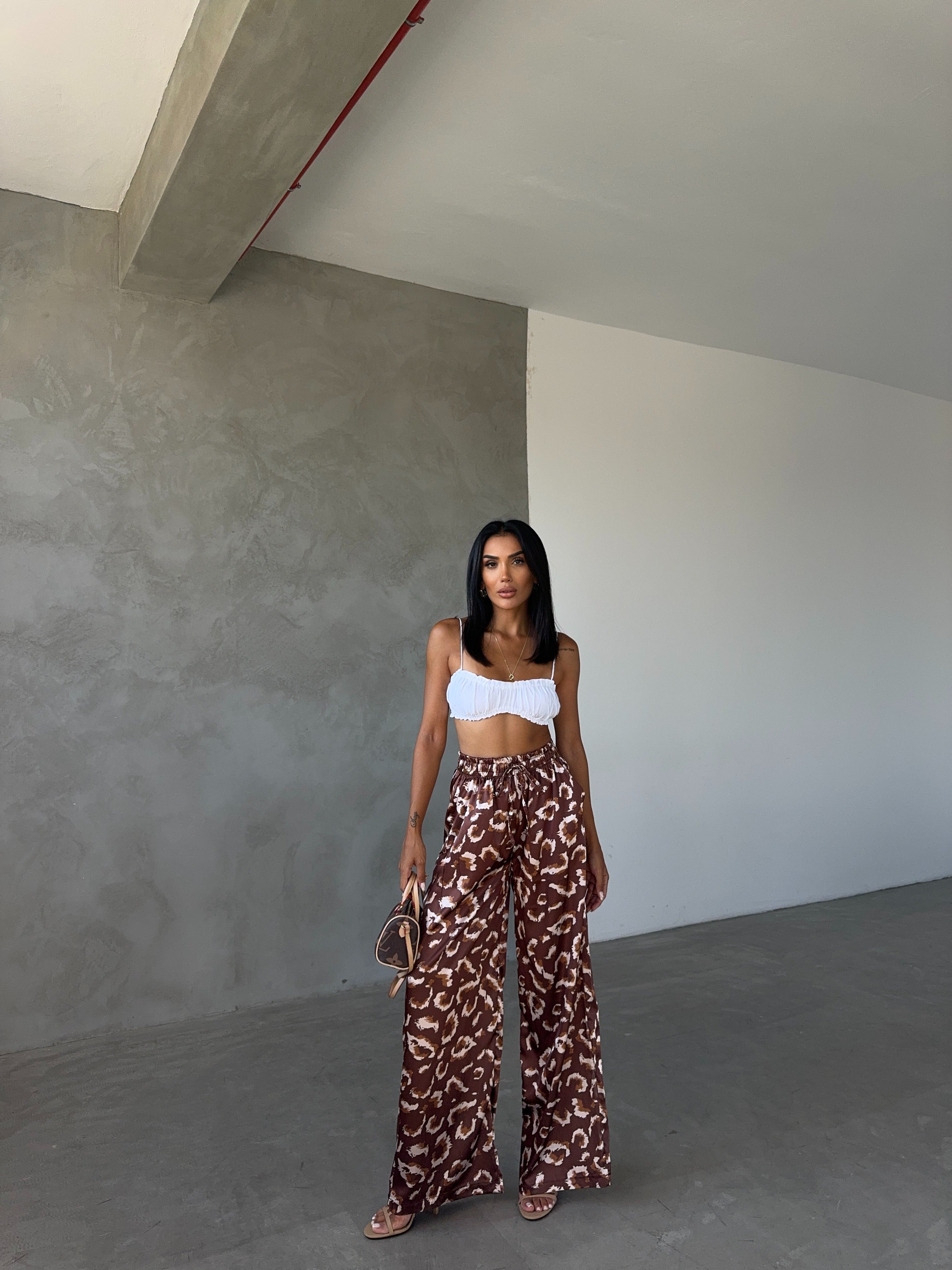 Elastic Waist Satin Trousers