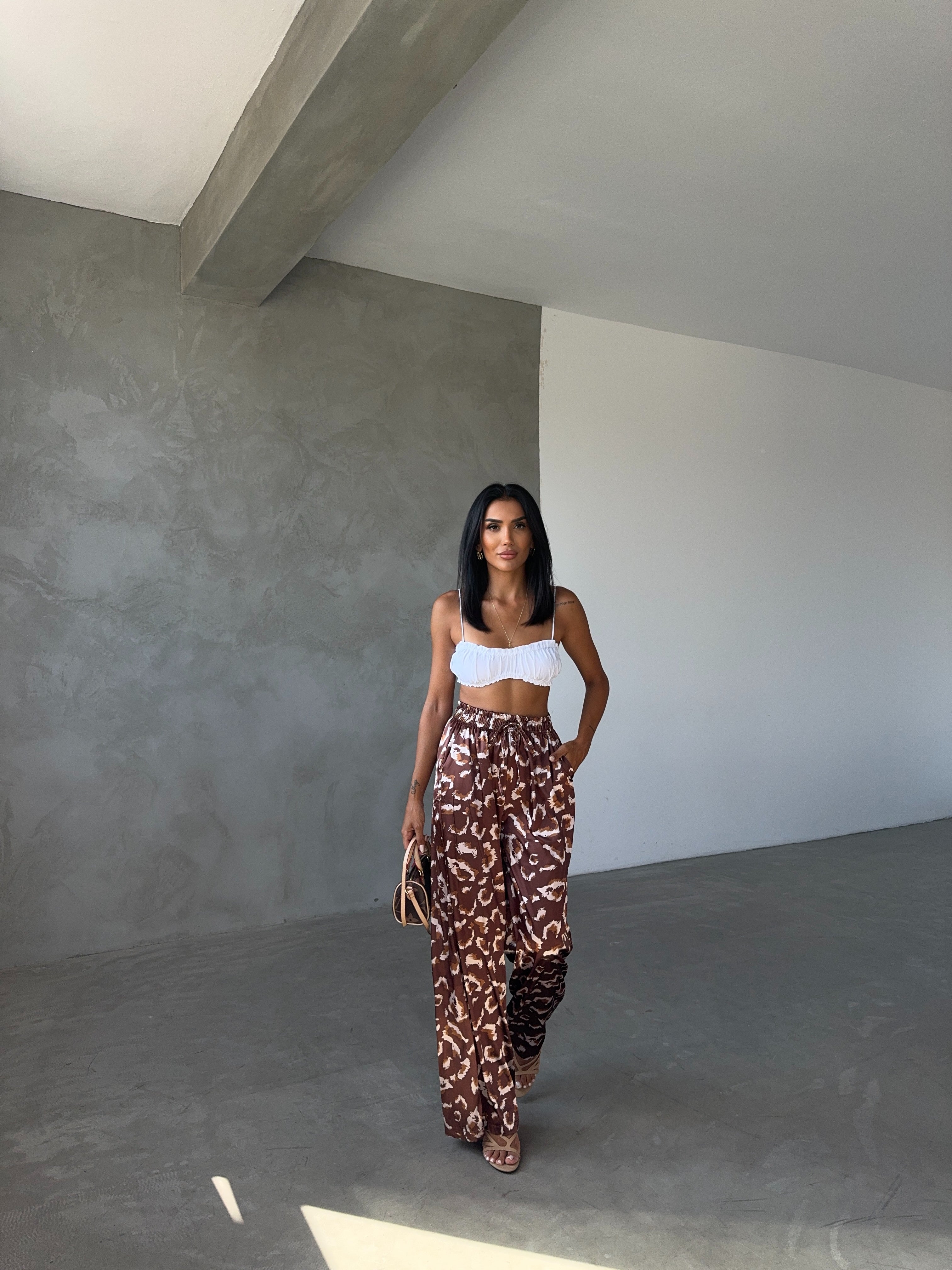 Elastic Waist Satin Trousers