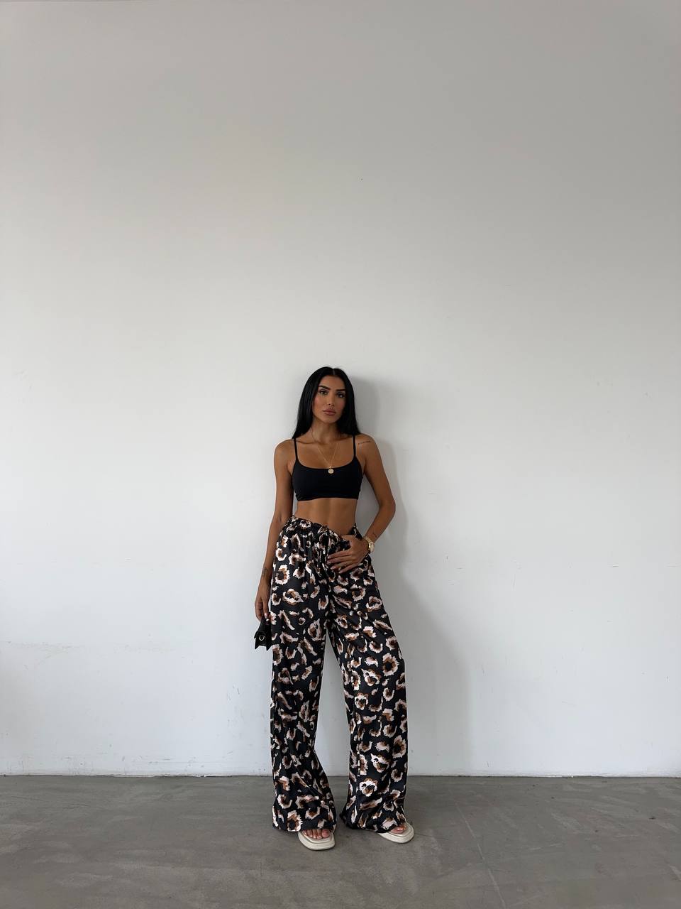 Elastic Waist Satin Trousers