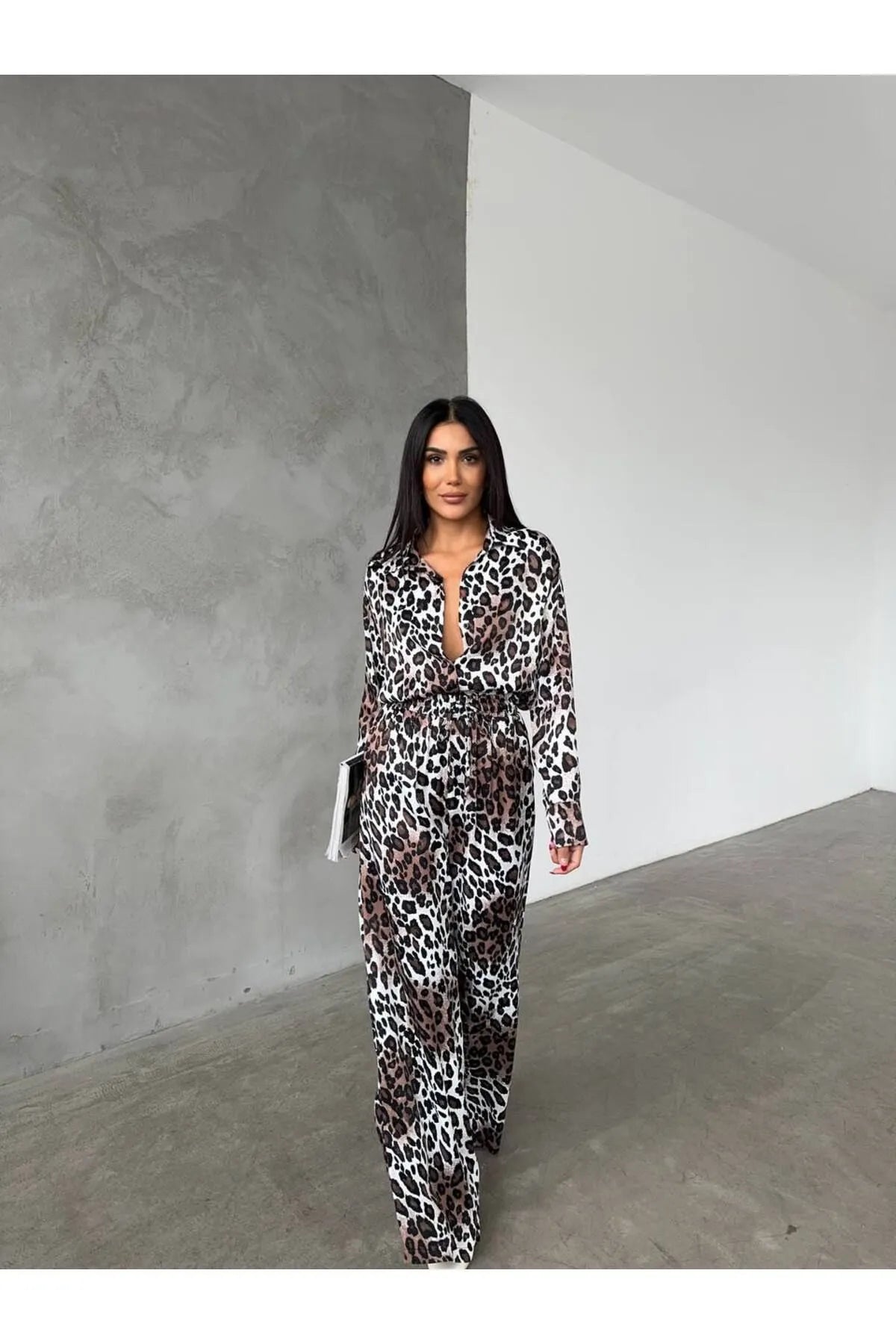 Leopard Print Satin Shirt