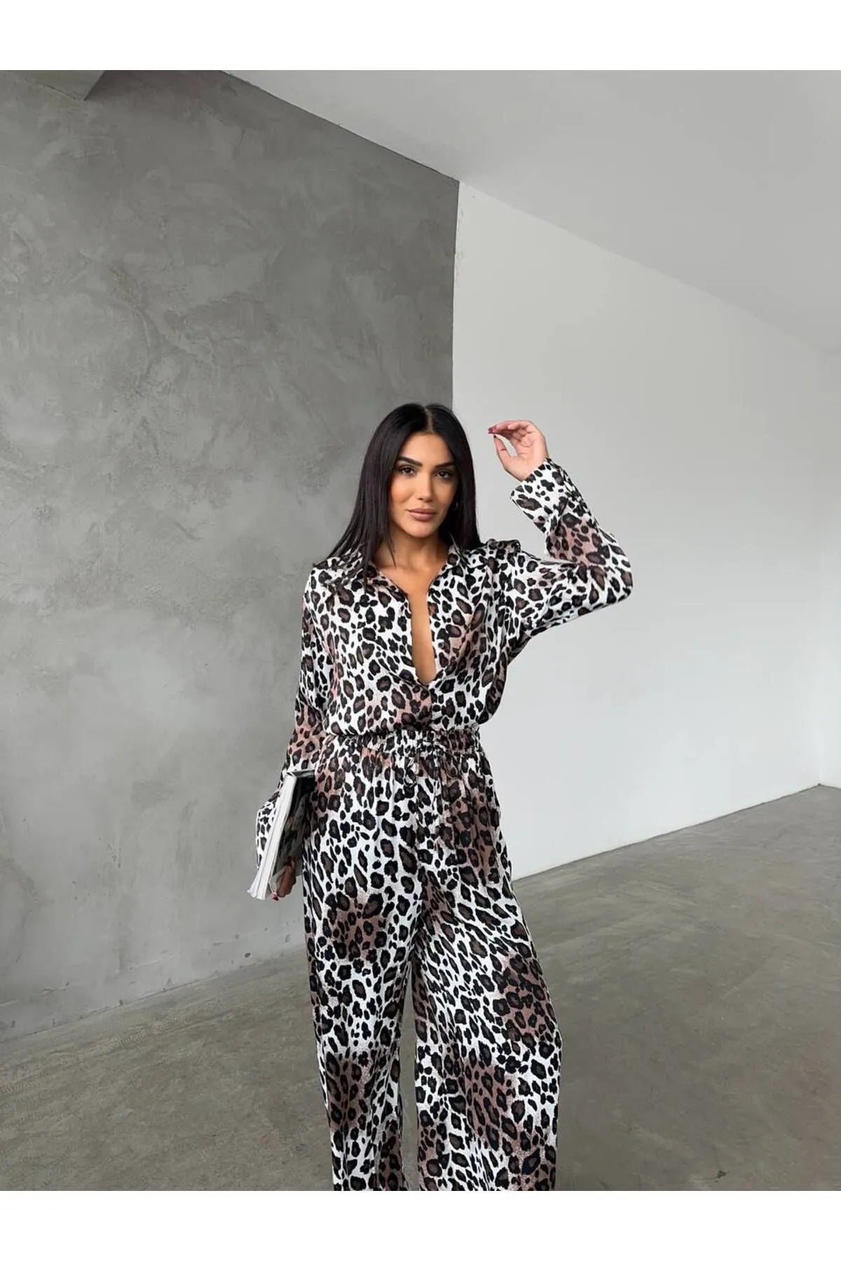 Leopard Print Satin Shirt