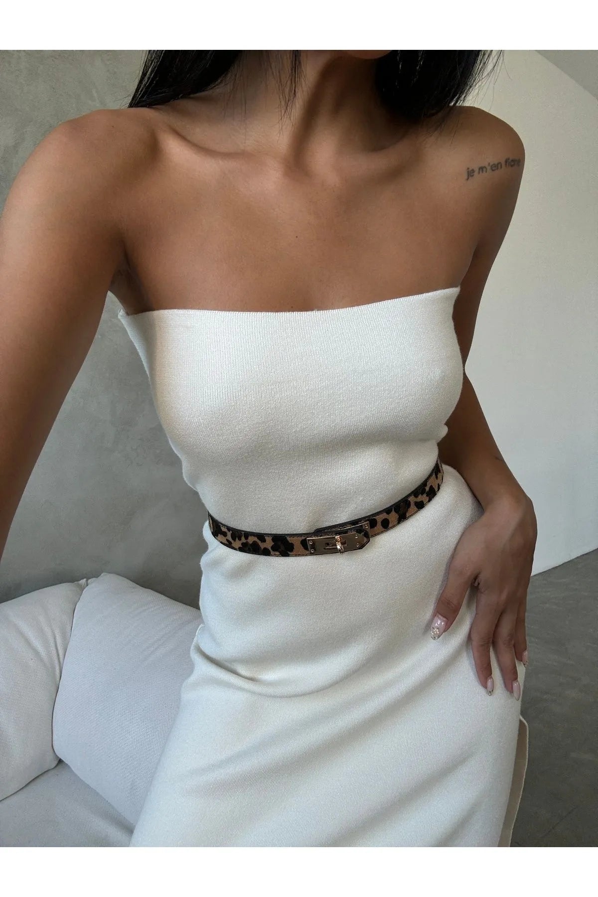 Women's Thin Elastic Trouser Belt with Lock Buckle